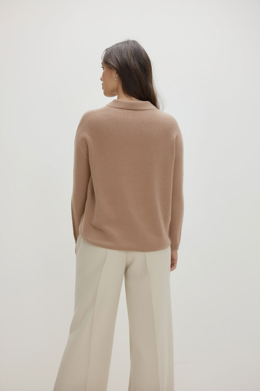Davida Curved Open Collar Sweaters Mink