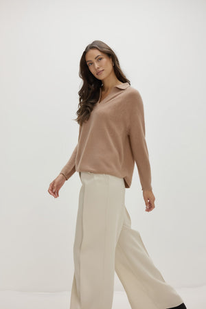 Curved Open Collar - Mink