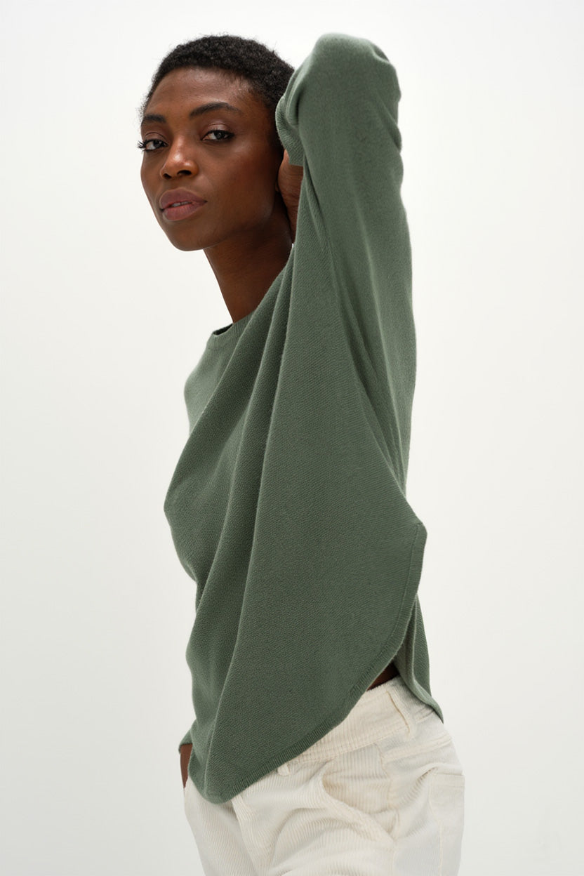 Davida Curved Sweater Sweaters Army Green