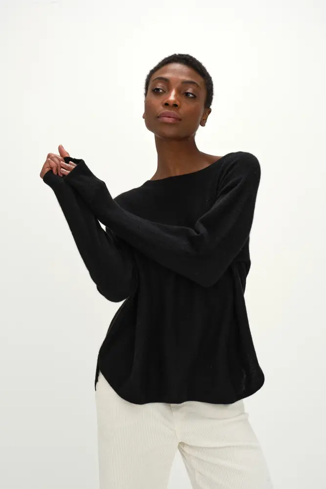 Davida Curved Sweater Sweaters Dark Grey
