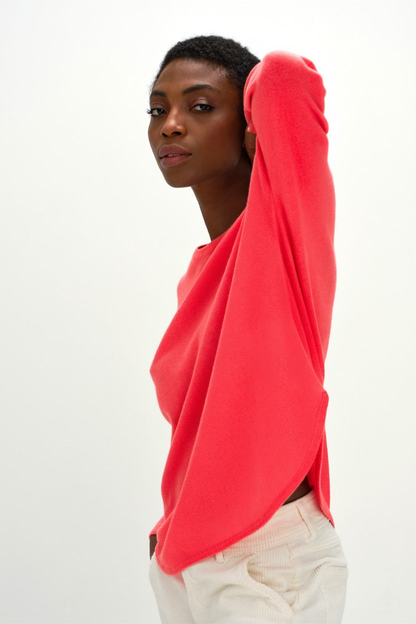 Davida Curved Sweater Sweaters Intense Coral