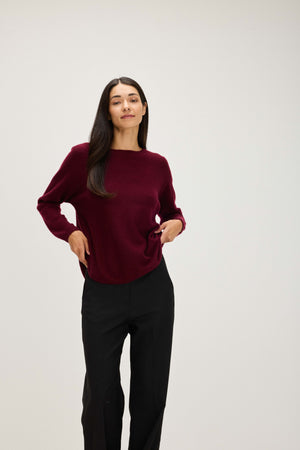 Curved Sweater - Mulberry Red