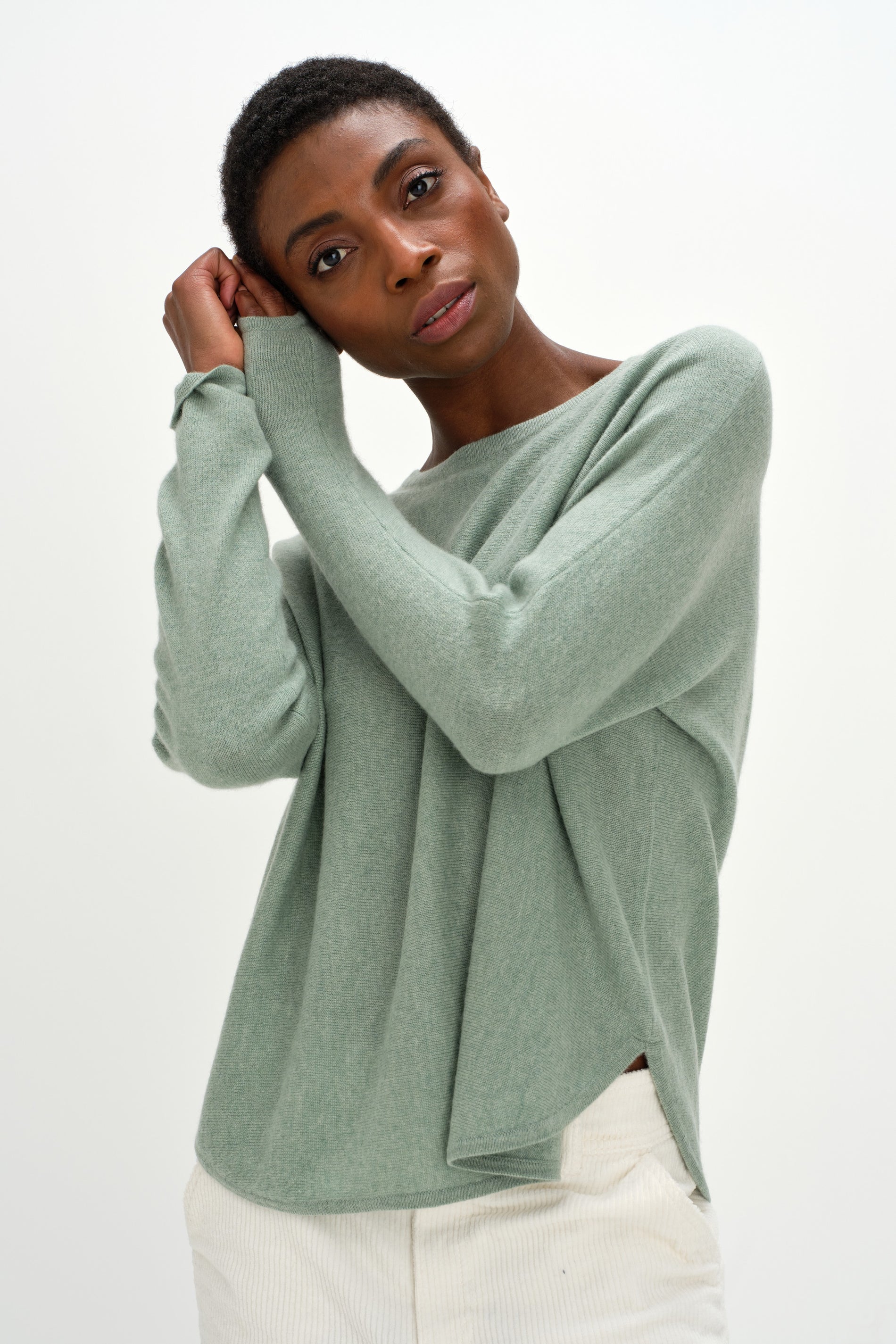 Davida Curved Sweater Sweaters Sage