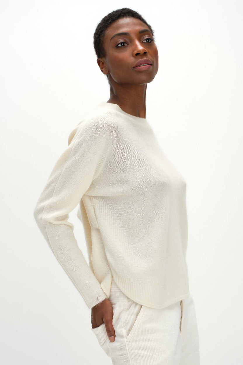 Davida Curved Sweater Sweaters White