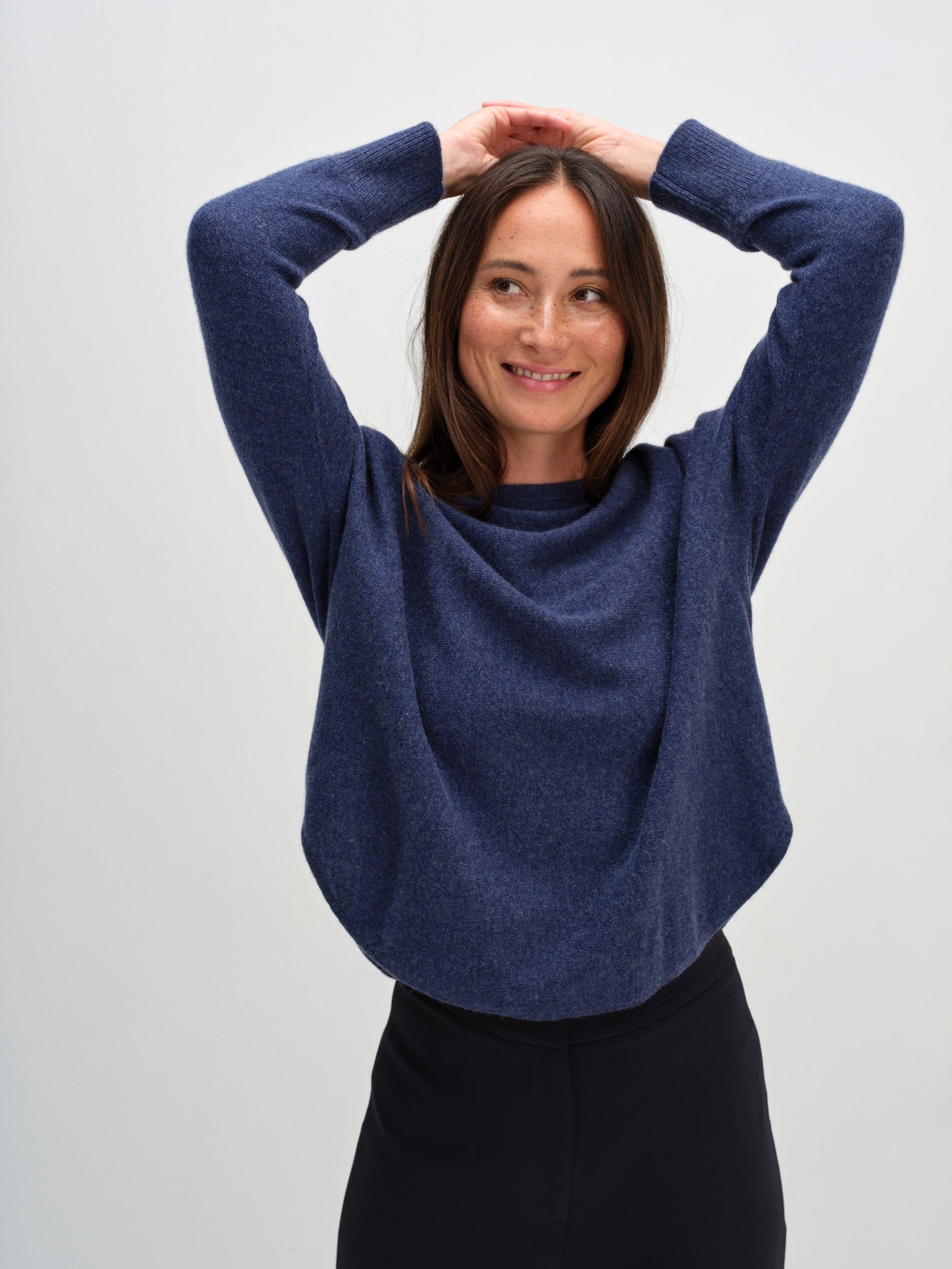 Davida Curved Sweater Sweaters Denim Blue