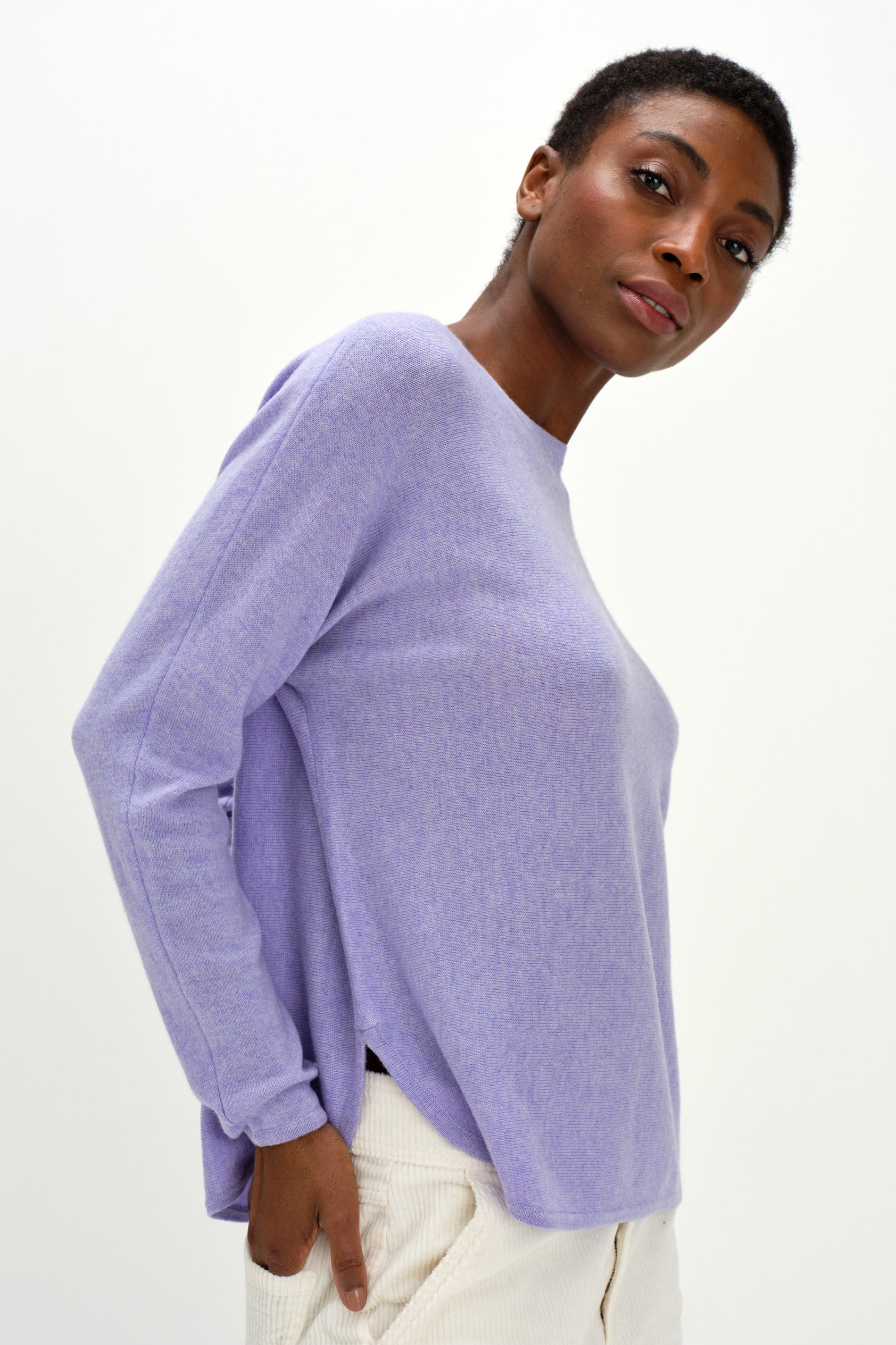 Davida Curved Sweater Sweaters Light Purple