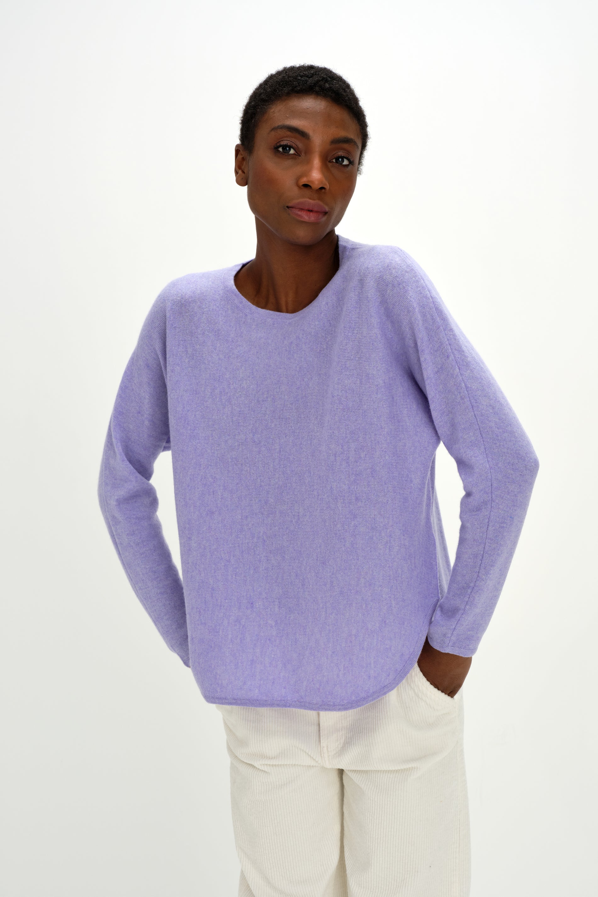 Davida Curved Sweater Sweaters Light Purple