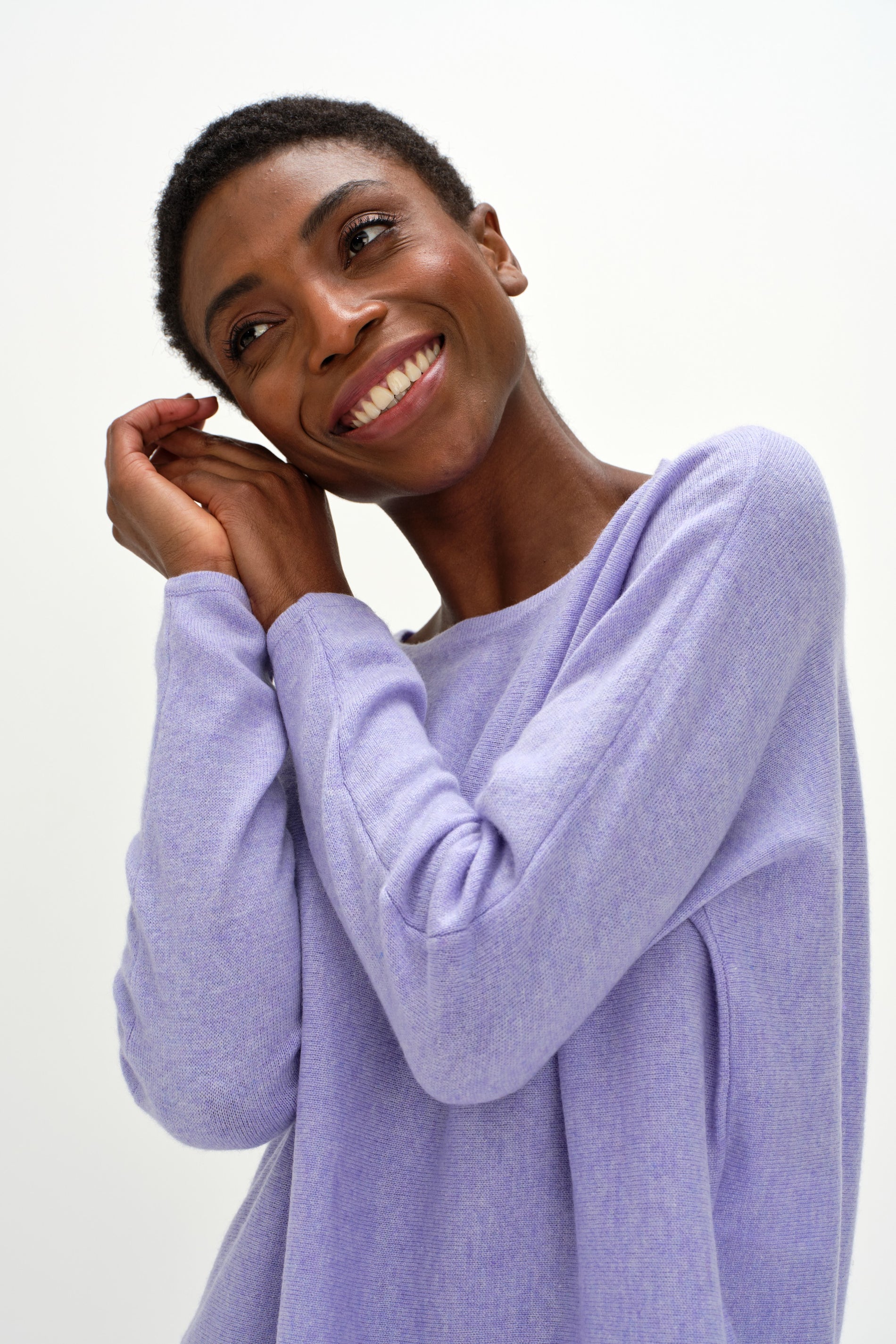 Davida Curved Sweater Sweaters Light Purple