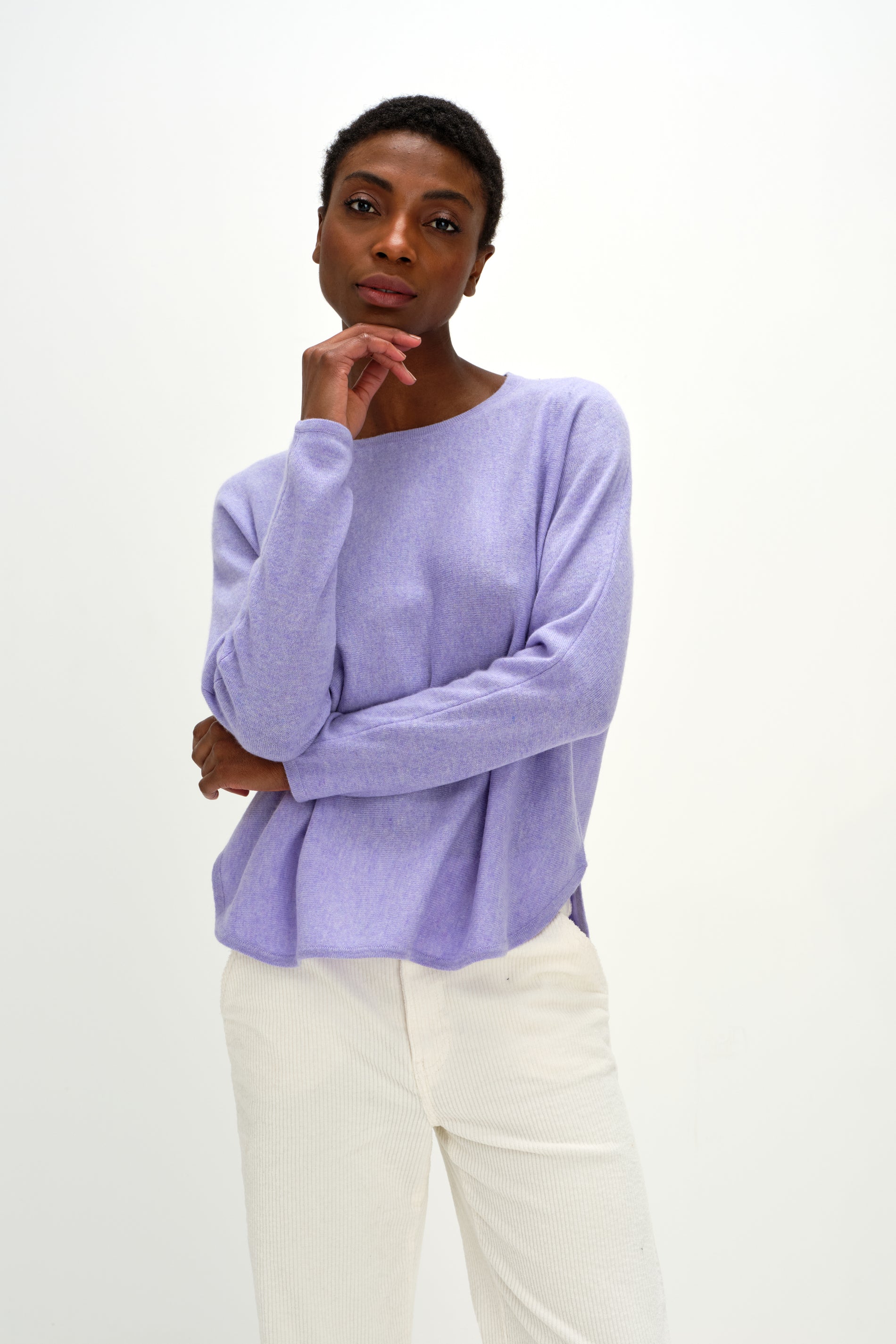 Davida Curved Sweater Sweaters Light Purple