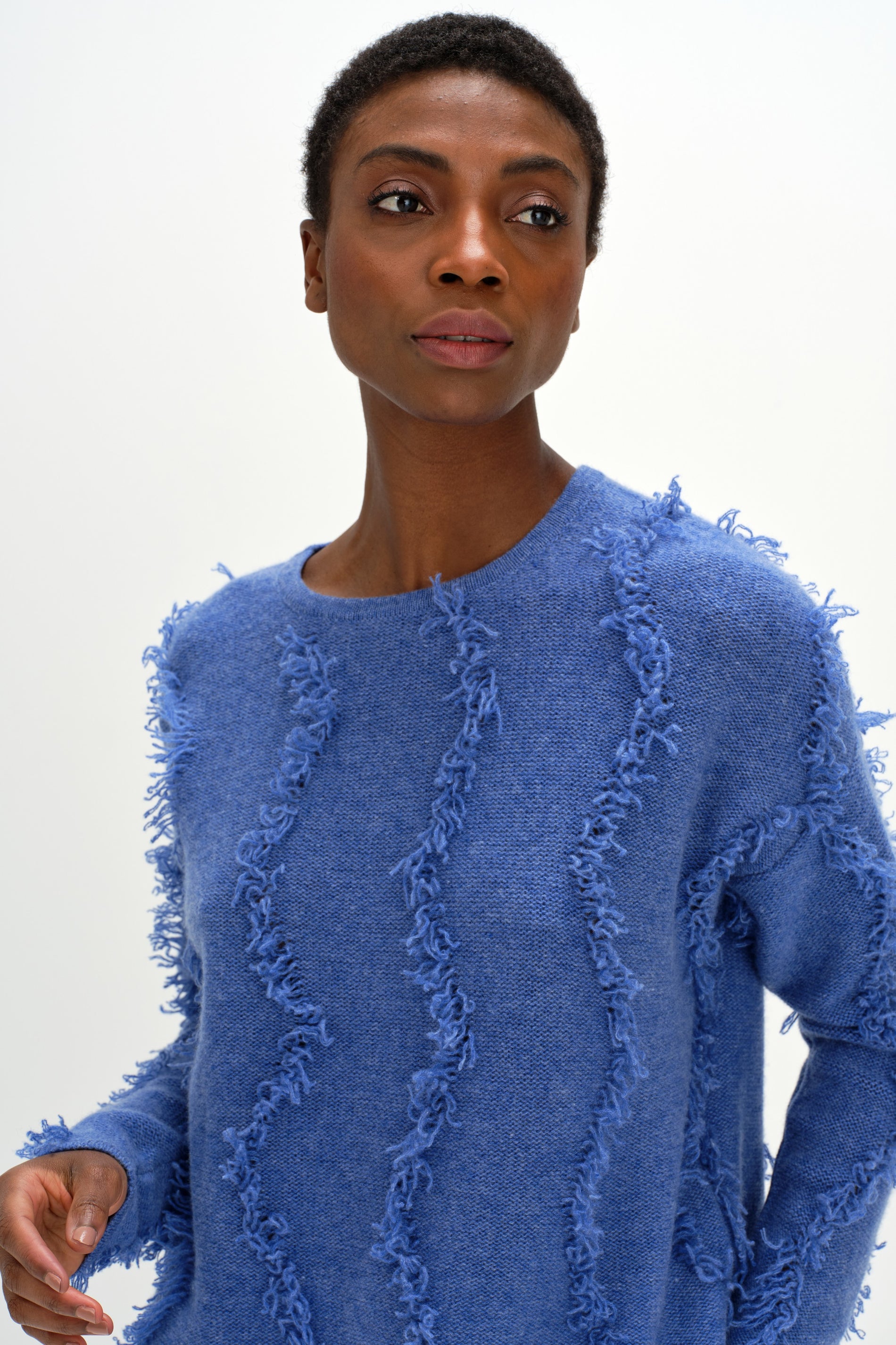 Davida Curved Sweater Waves Sweaters Ocean Blue