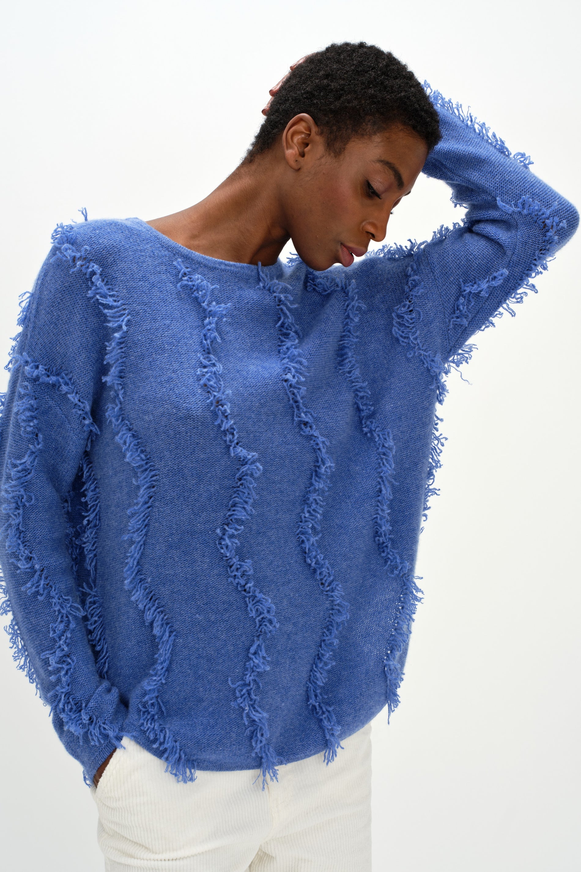 Davida Curved Sweater Waves Sweaters Ocean Blue