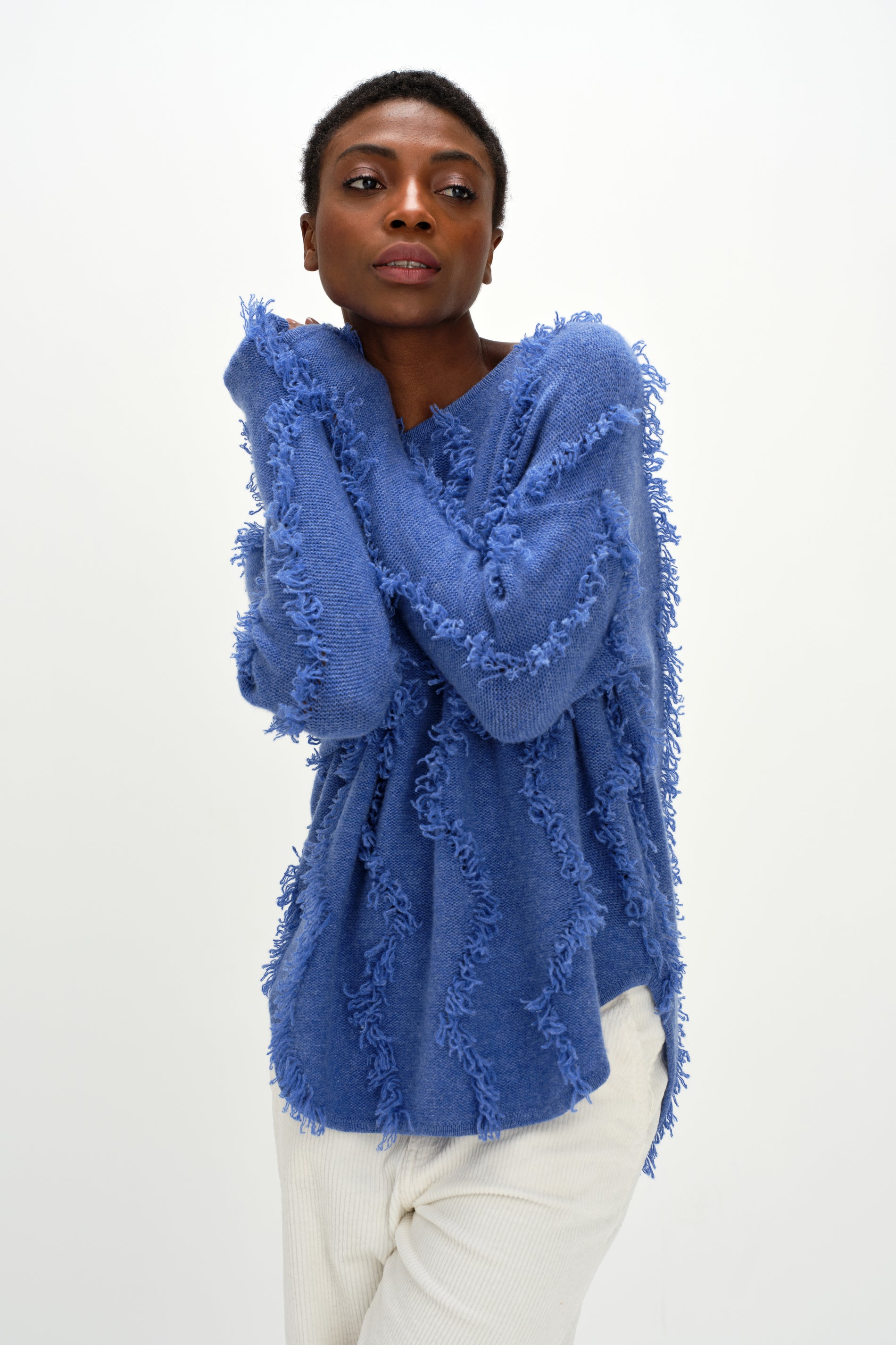 Davida Curved Sweater Waves Sweaters Ocean Blue
