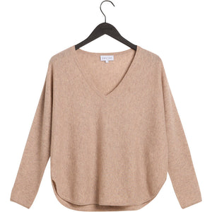 Curved V-Neck Sweater - Sand