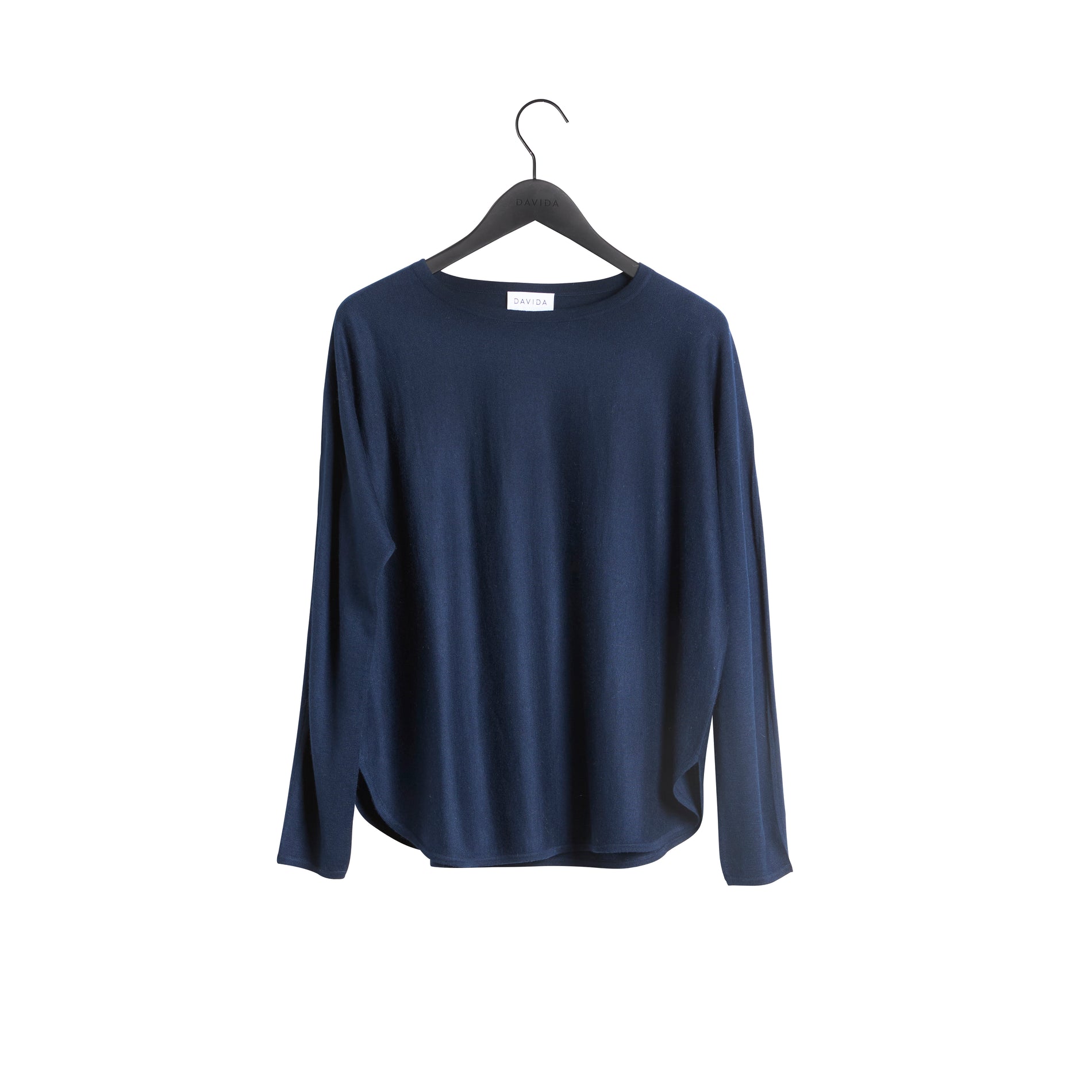 Davida Fine Knit Curved Sweater Sweaters Navy