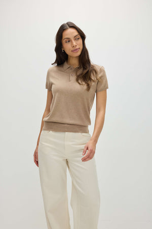 Fine Knit Short Sleeve Pique - Mink