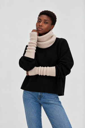 Fingerless Gloves - Light Beige
