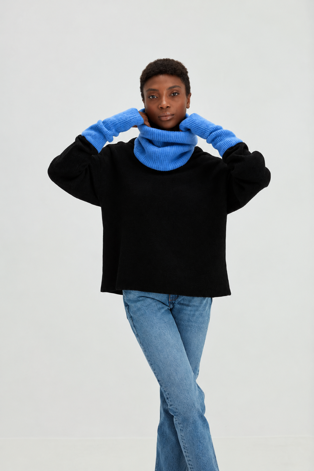 Davida Fingerless Gloves Gloves Ocean Blue