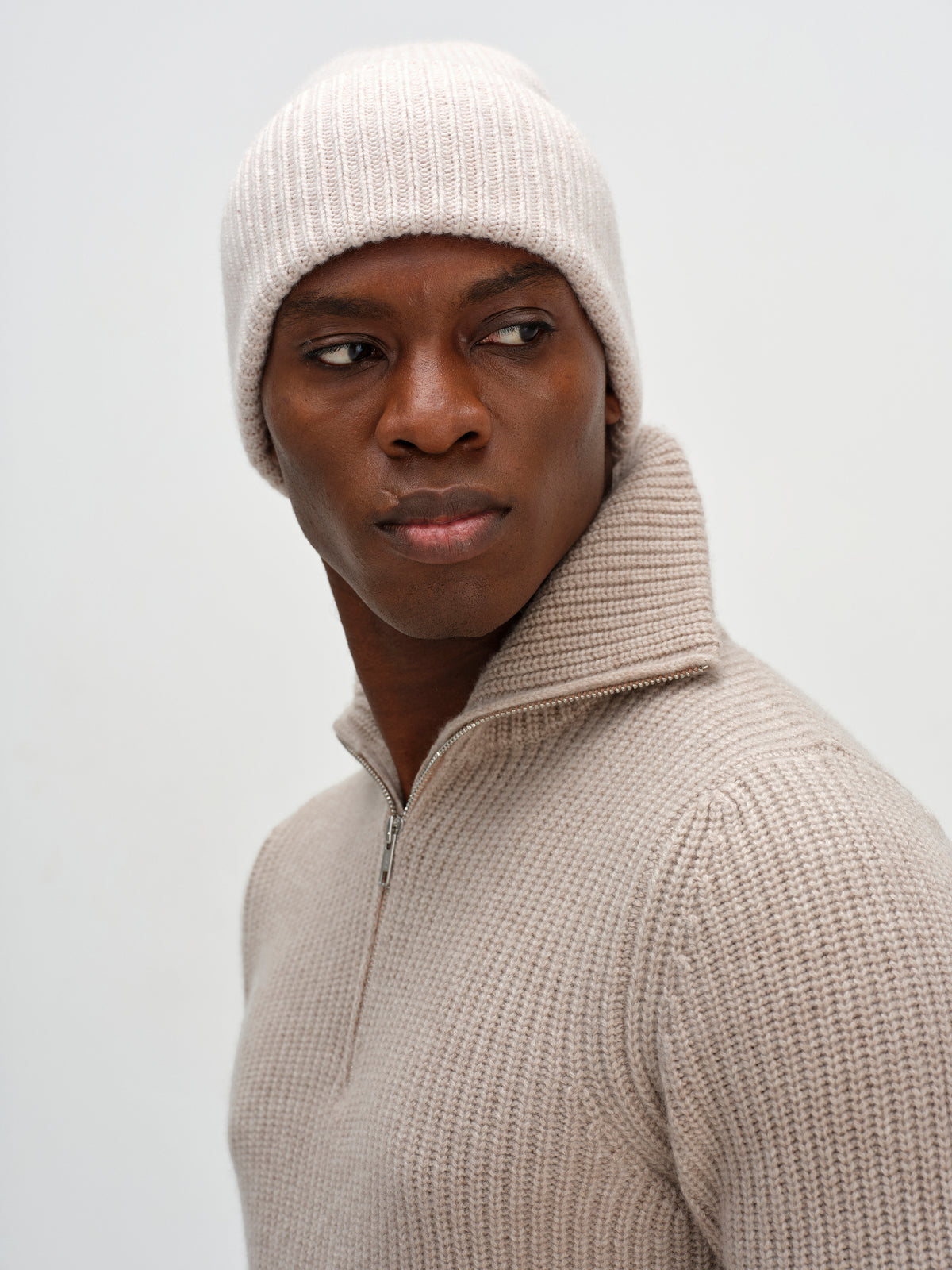 Davida Fold Rib Cap Hat Light Beige