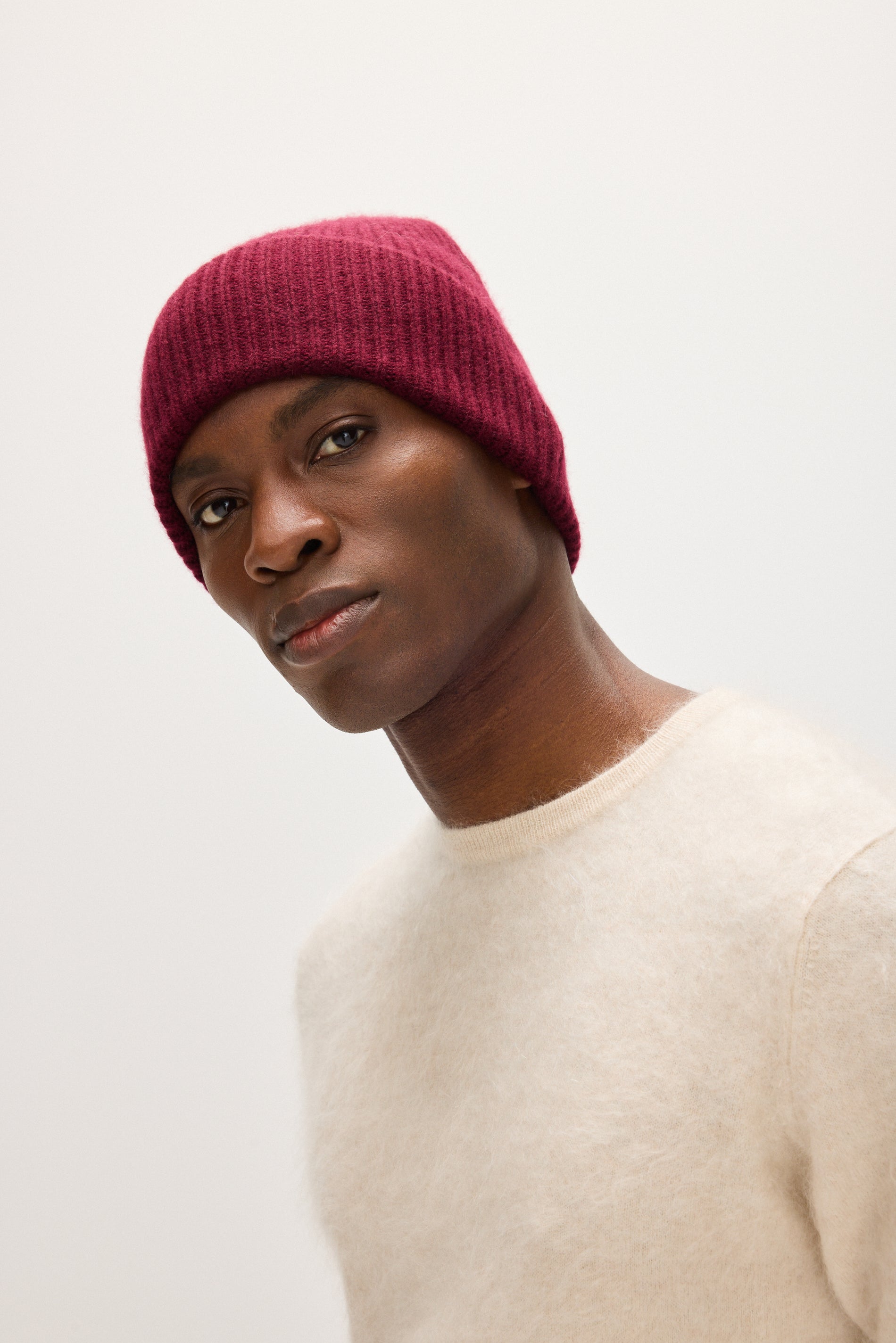 Davida Fold Rib Cap Hat Mulberry Red