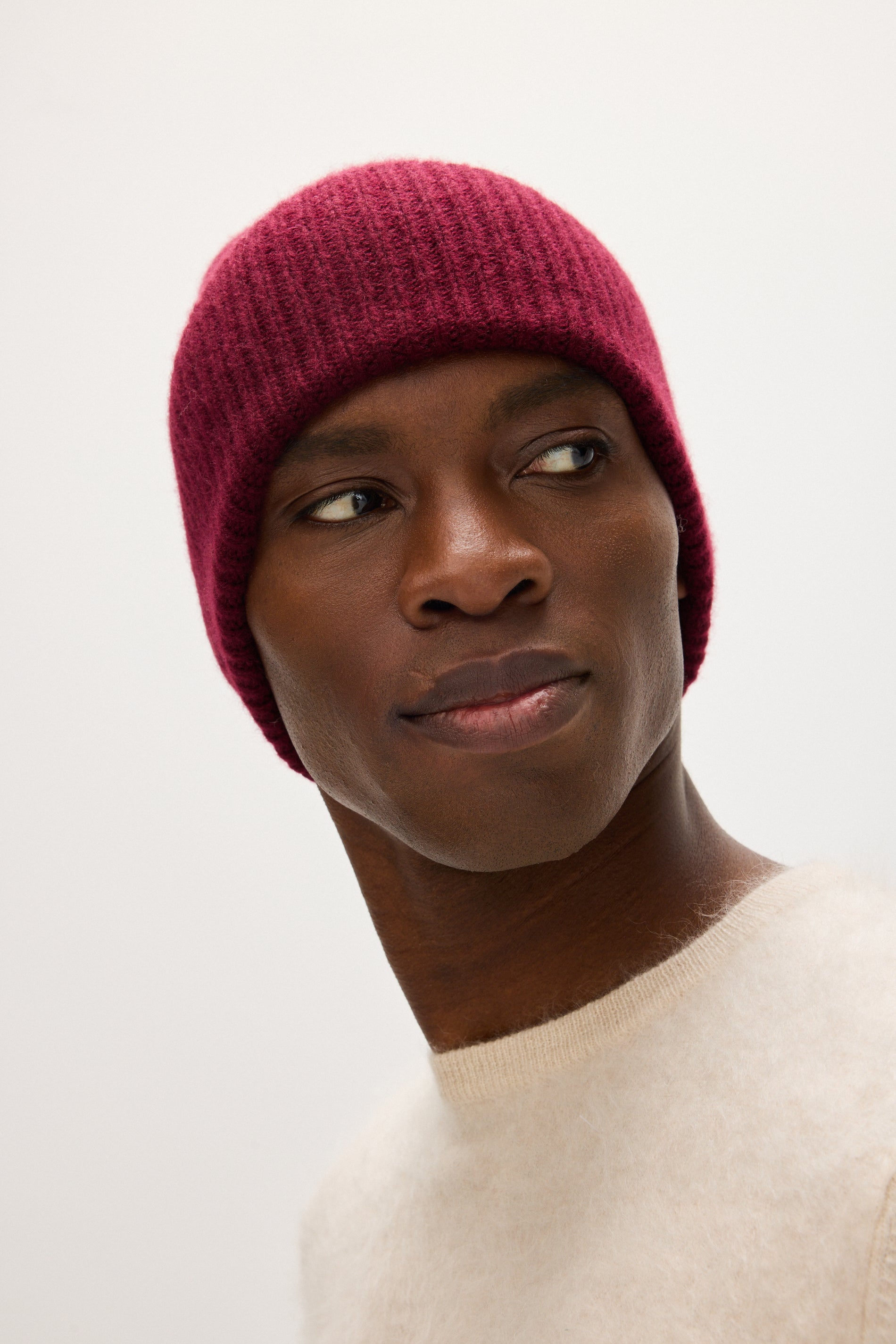 Davida Fold Rib Cap Hat Mulberry Red