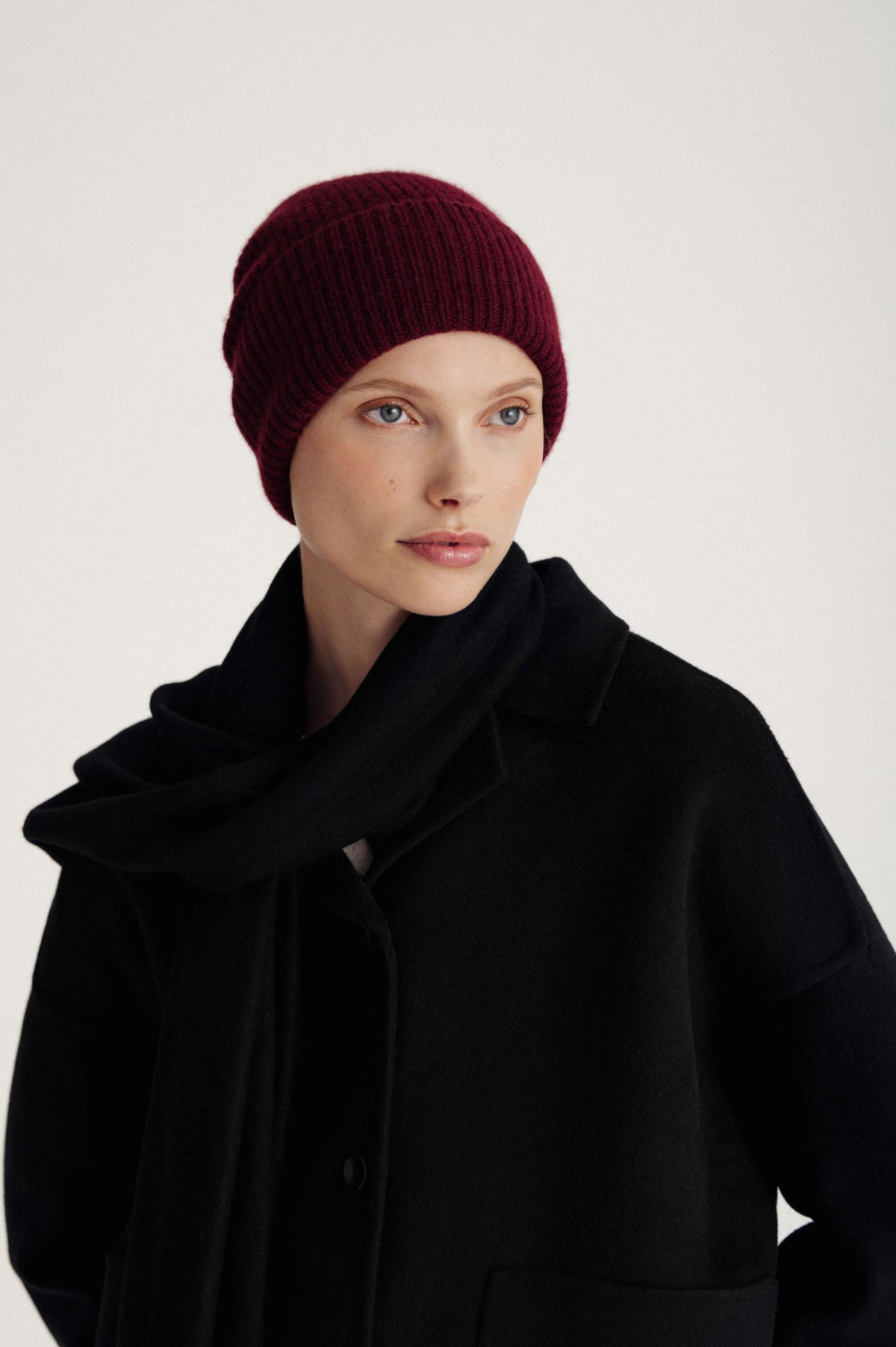 Davida Fold Rib Cap Hat Mulberry Red