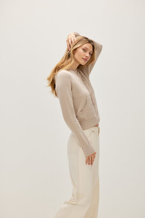 Front Pocket Hoodie - Light Beige