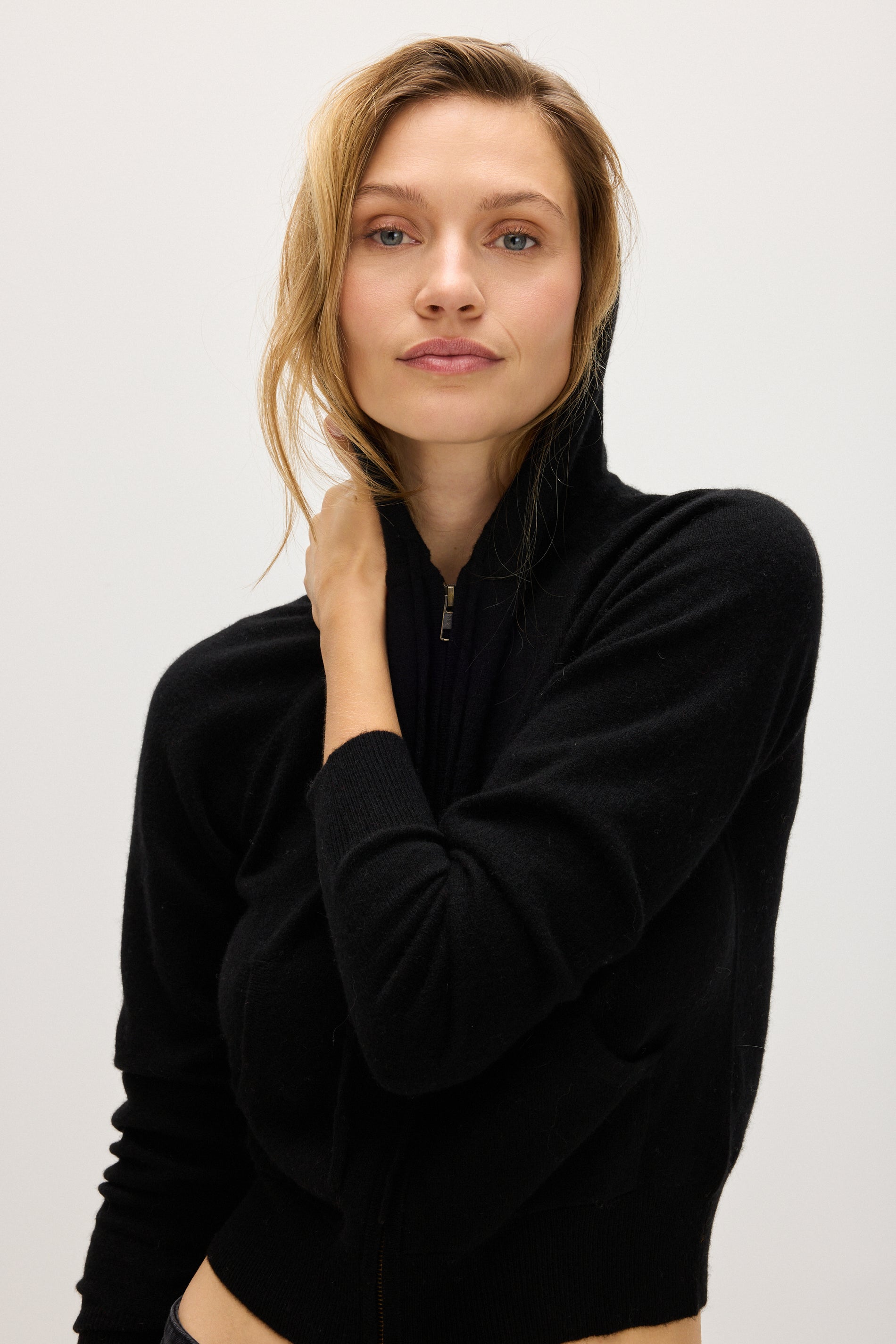 Davida Hoodie Zip Cardigans Black