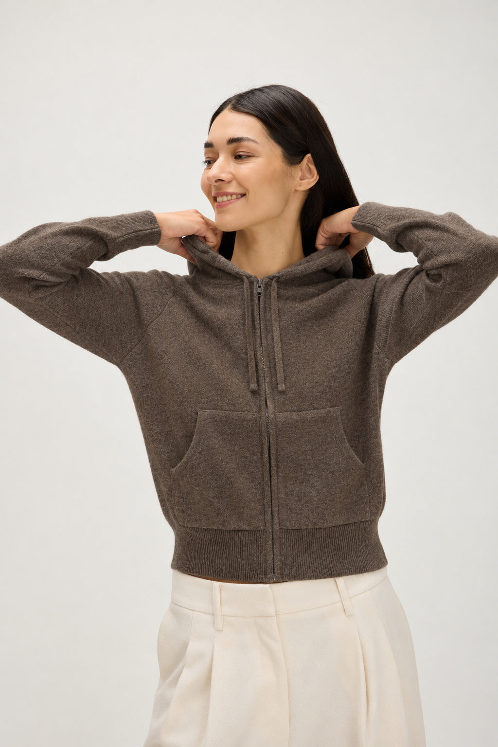 Davida Hoodie Zip Cardigans Cacao
