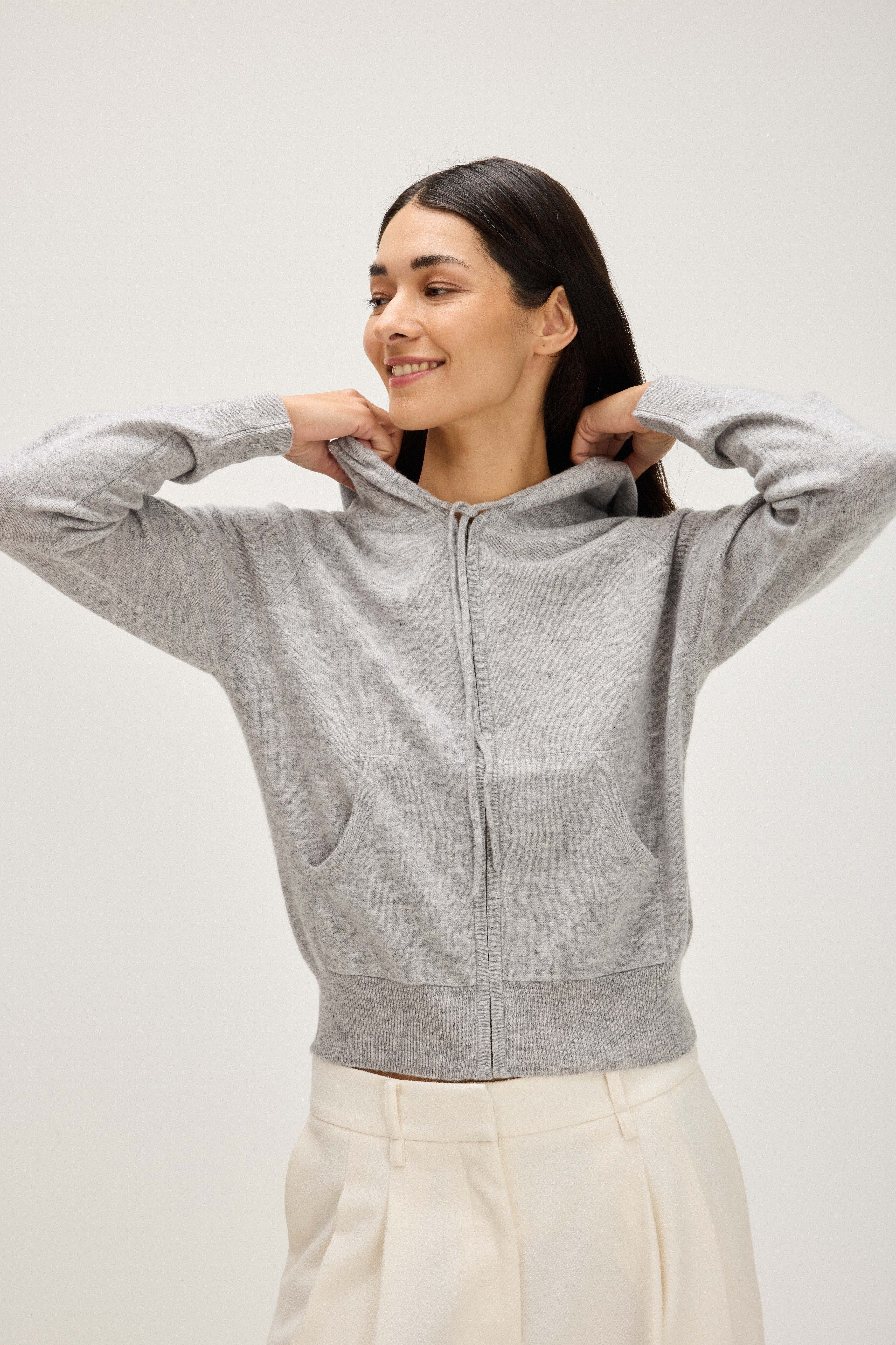 新品未使用♡シシクイ♡hoodie two / HEATHER GRAYパーカー Hoodie Zip - Cardigans - Light Grey – Davida Cashmere