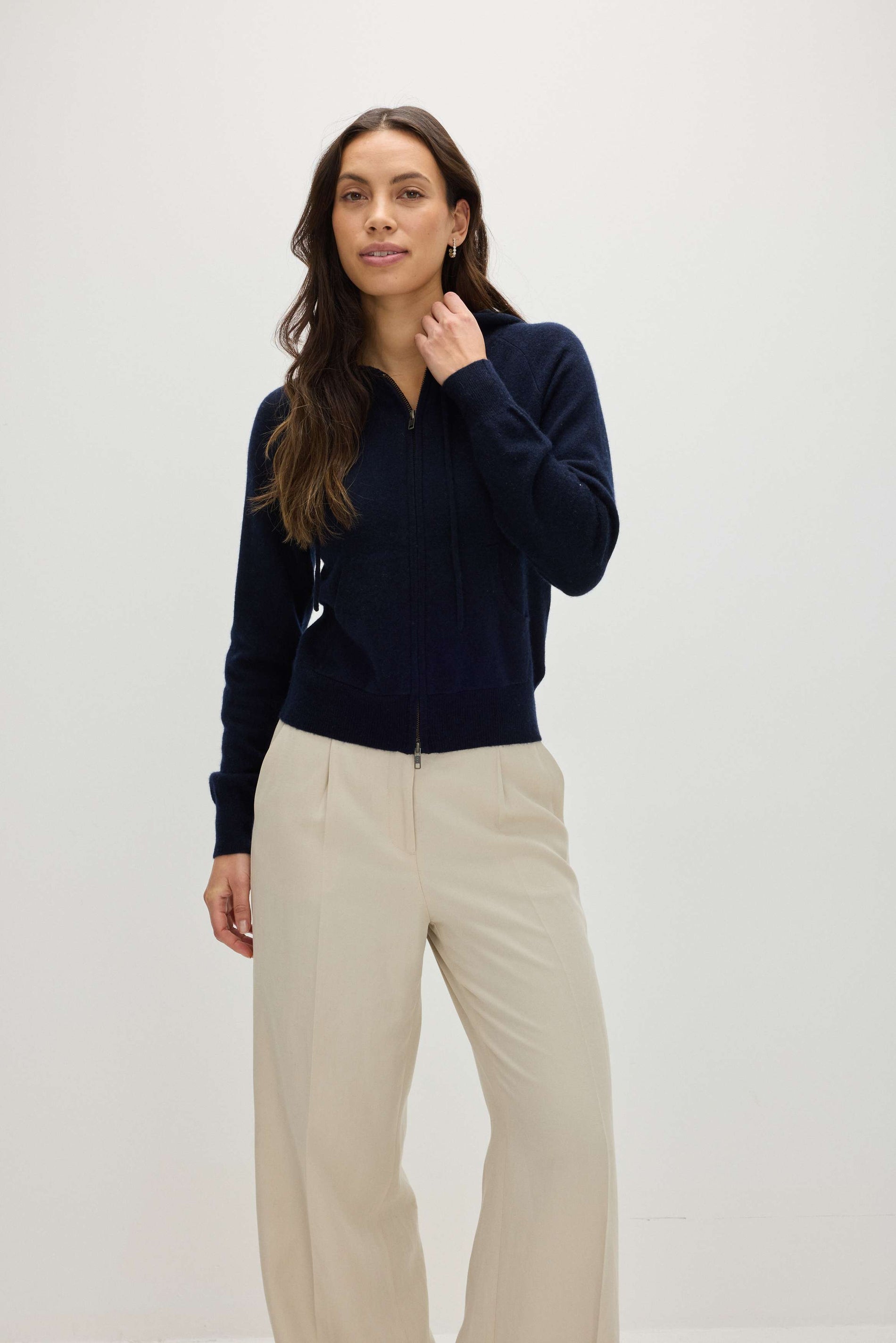 Davida Hoodie Zip Cardigans Navy