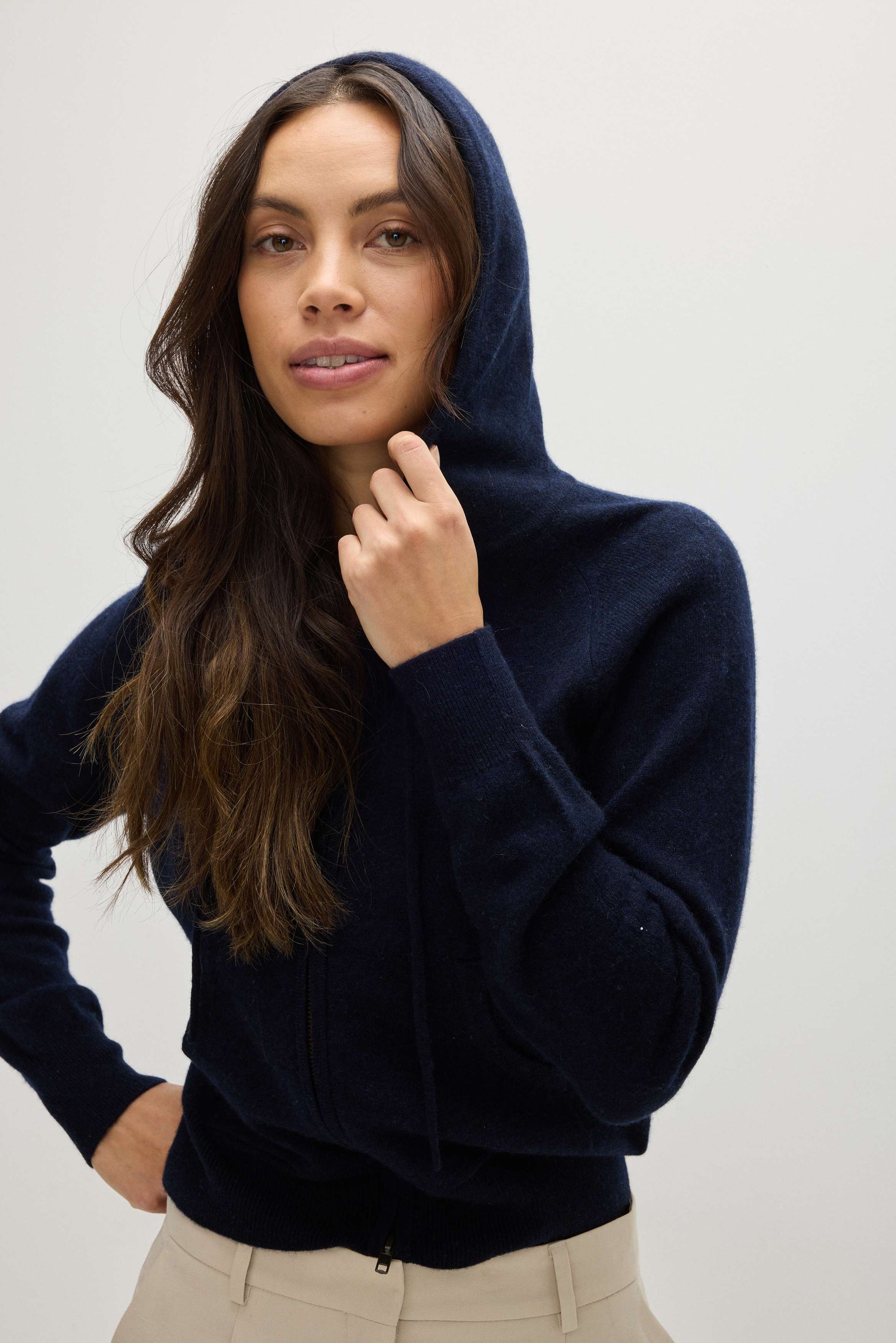 Davida Hoodie Zip Cardigans Navy