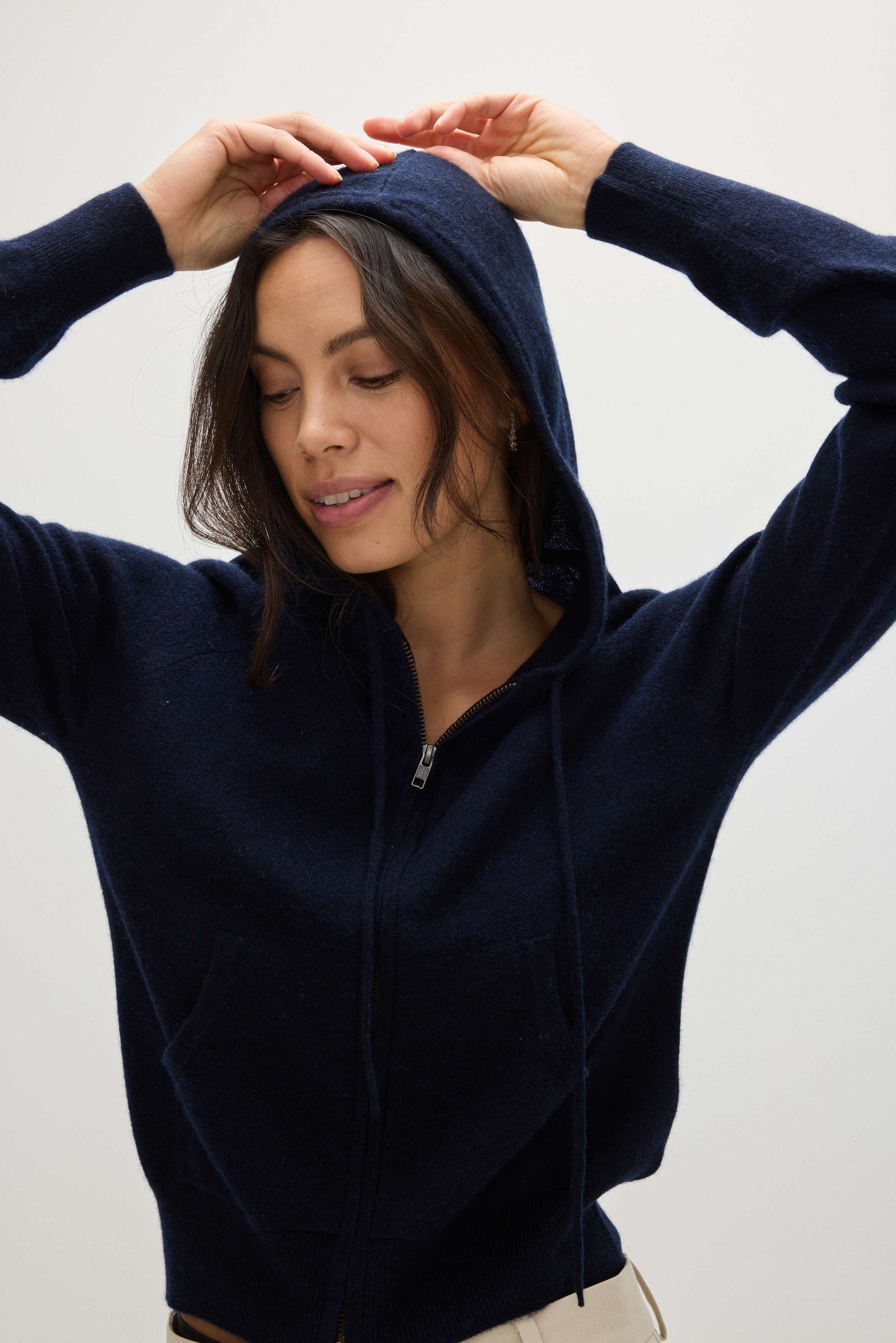 Davida Hoodie Zip Cardigans Navy