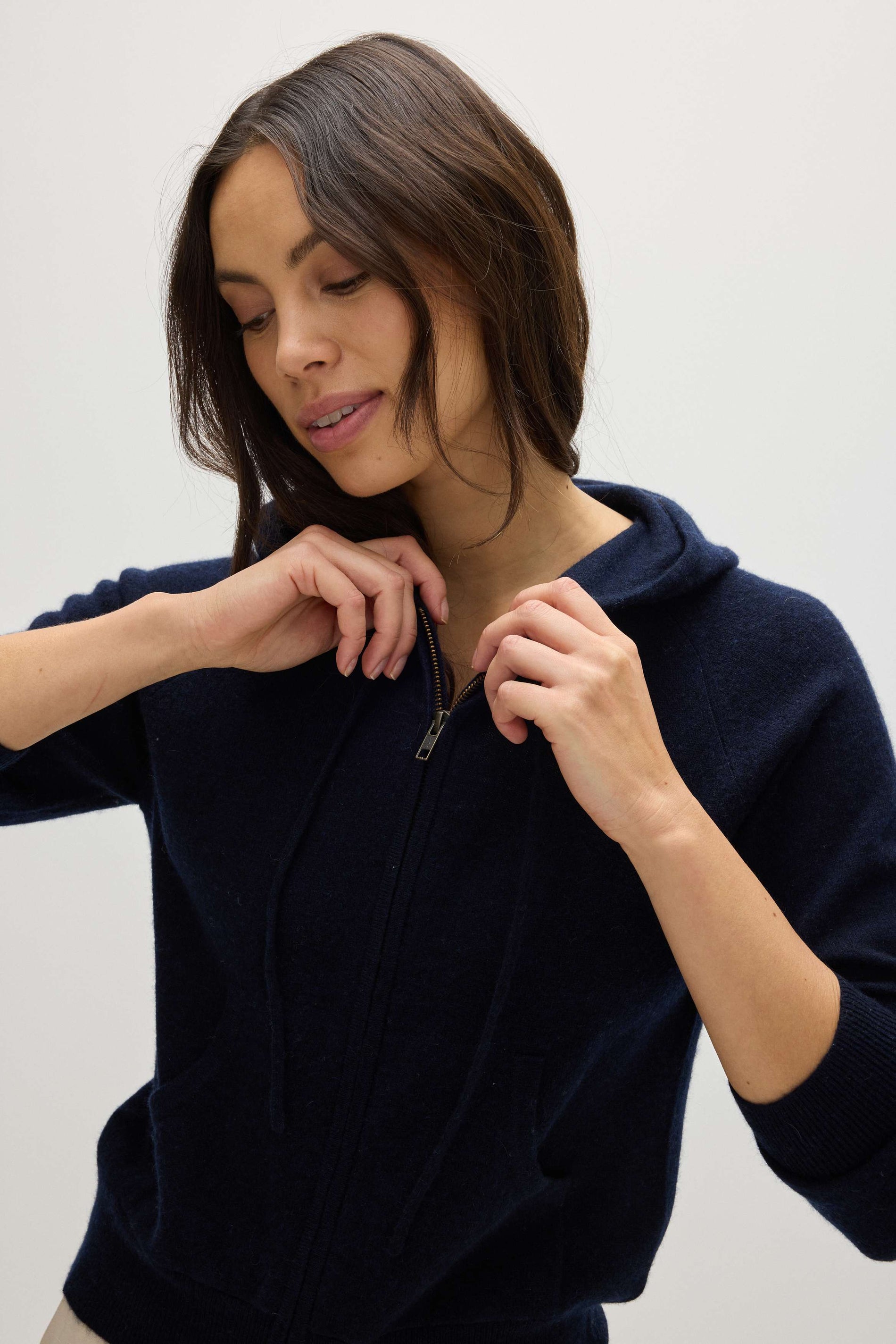 Davida Hoodie Zip Cardigans Navy