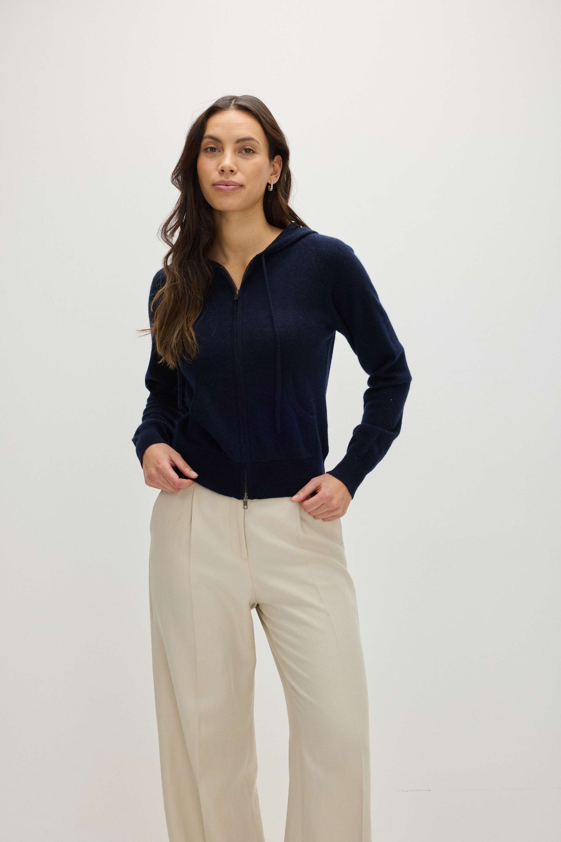 Davida Hoodie Zip Cardigans Navy