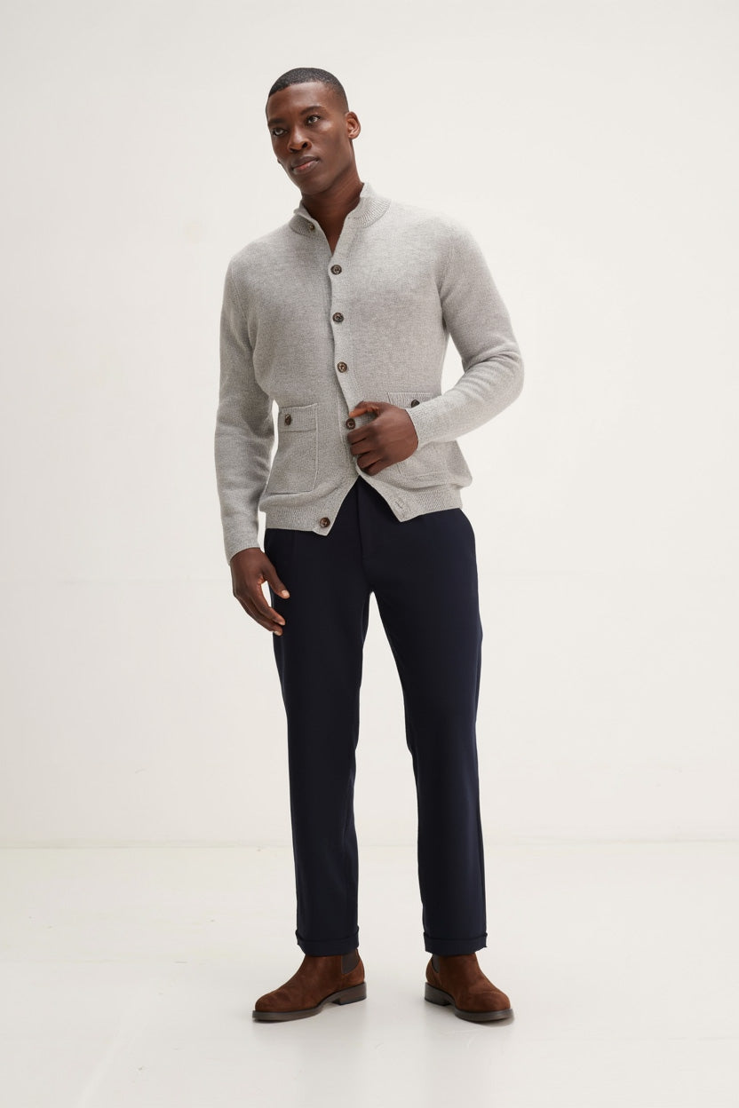 Davida Man Buttoned Jacket Cardigans Light Grey