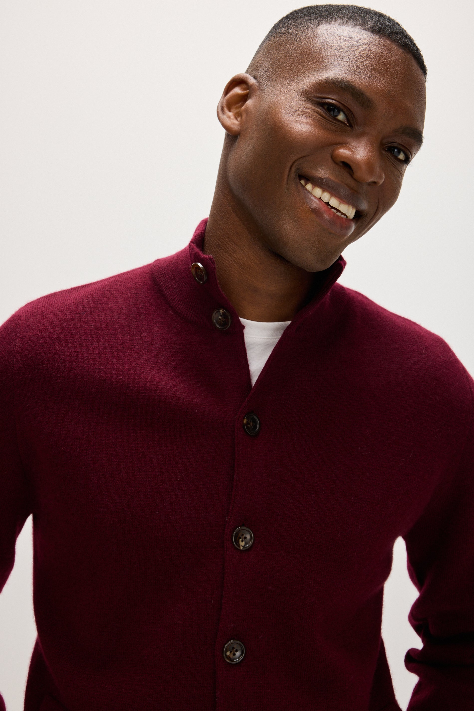 Davida Man Buttoned Jacket Cardigans Mulberry Red