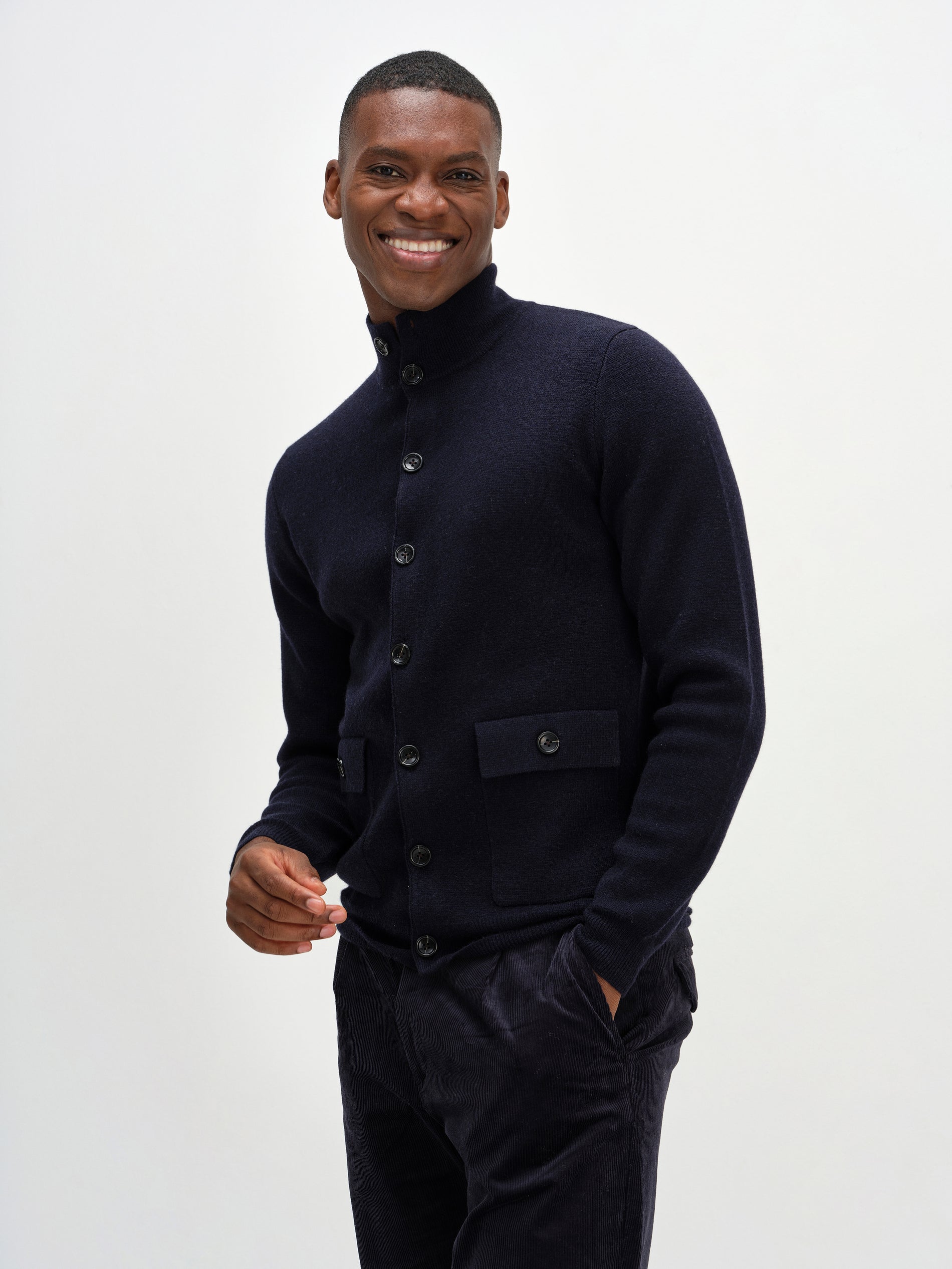 Davida Man Buttoned Jacket Cardigans Navy