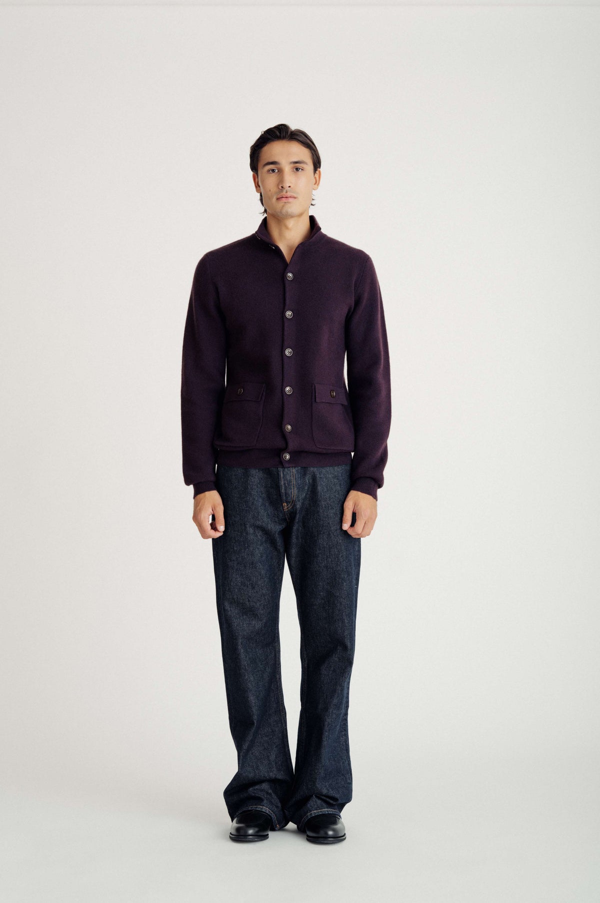Davida Man Buttoned Jacket Cardigans Plum