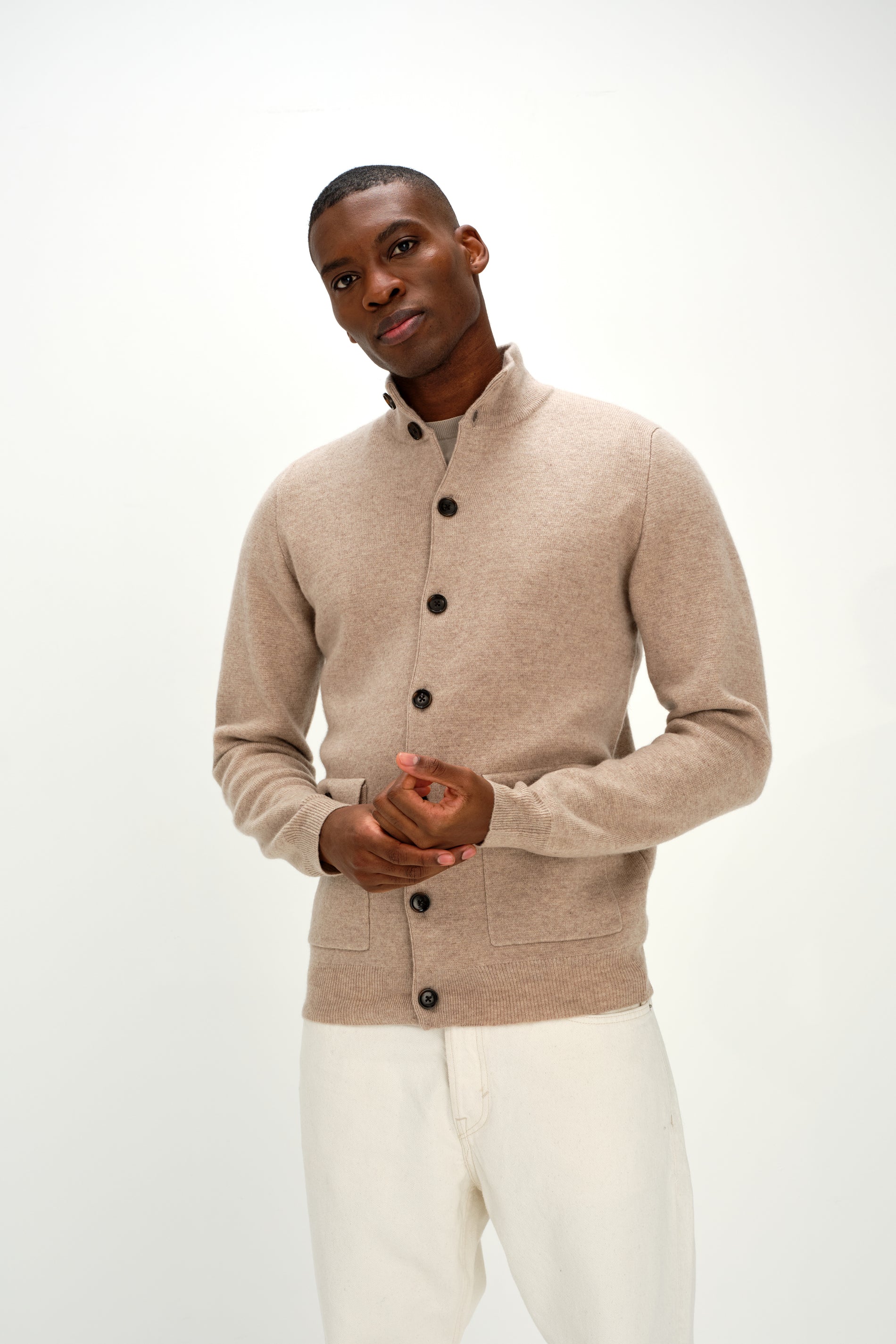 Davida Man Buttoned Jacket Cardigans Sand