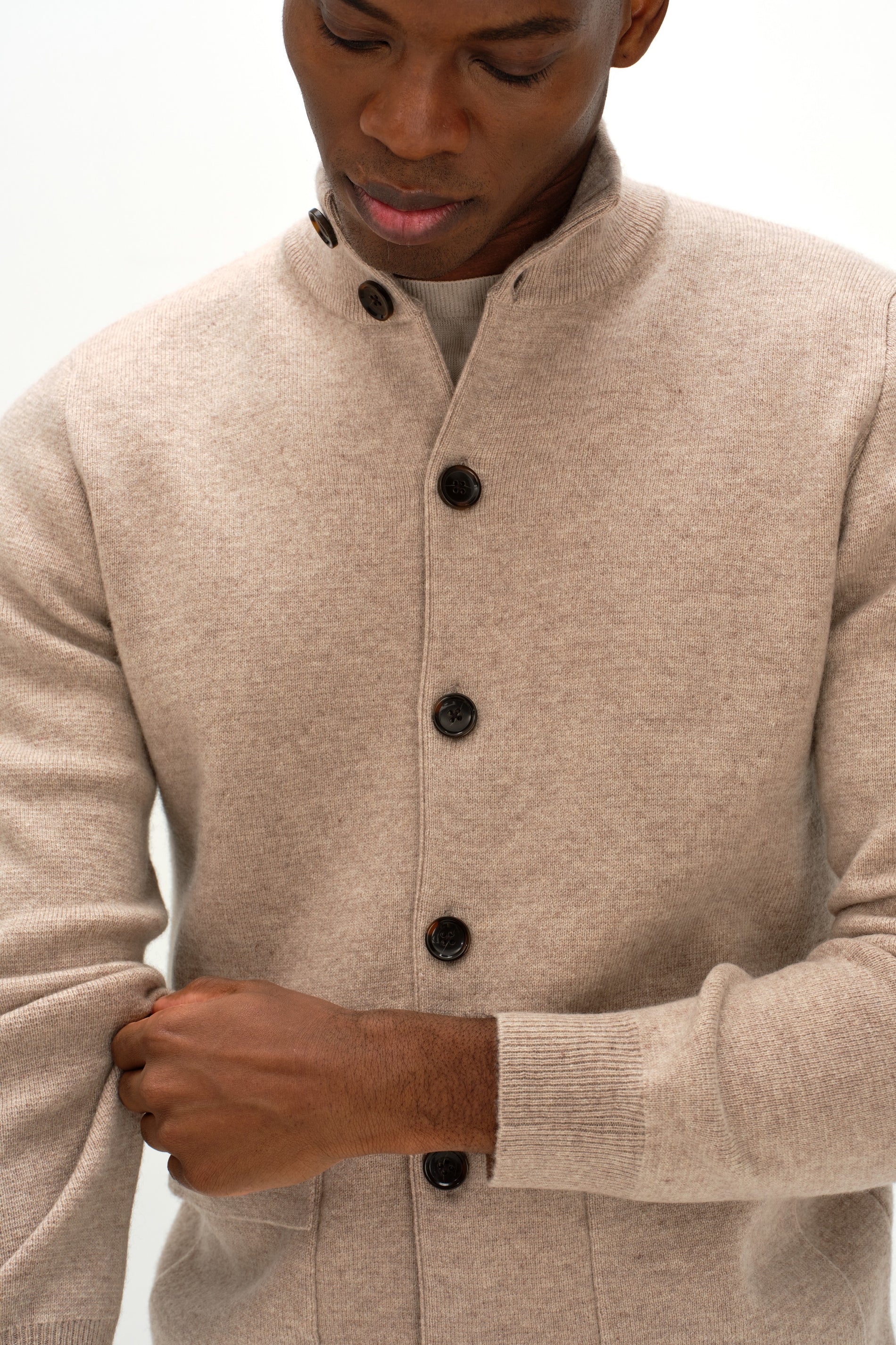 Davida Man Buttoned Jacket Cardigans Sand