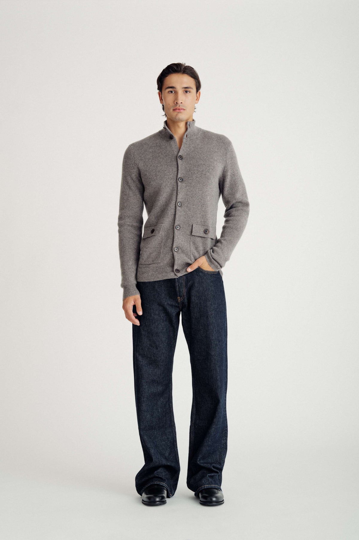 Davida Man Buttoned Jacket Cardigans Taupe