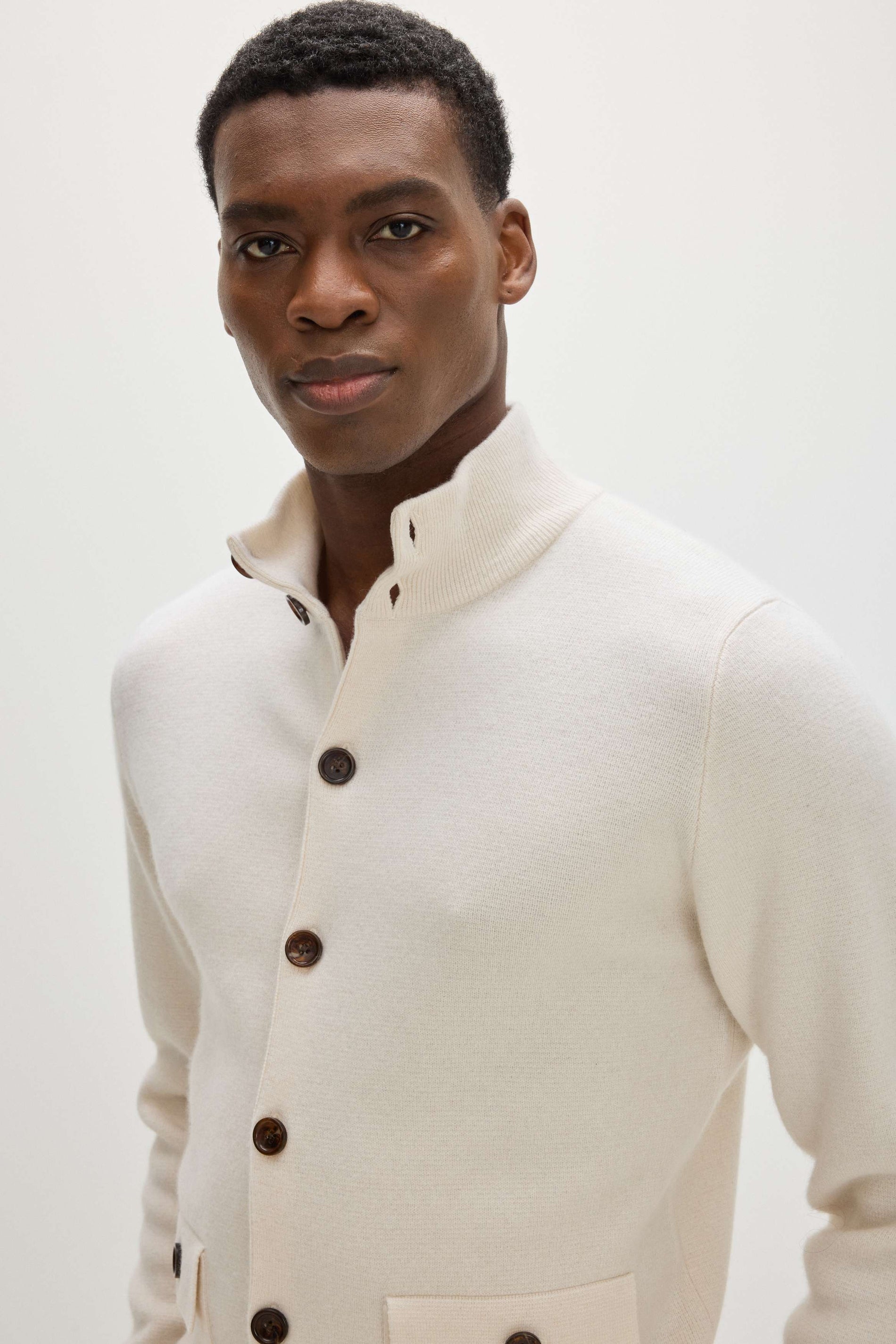 Davida Man Buttoned Jacket Cardigans White