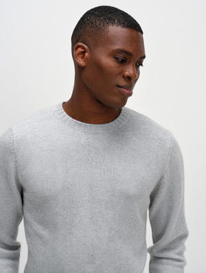 Man Chunky O-neck Sweater - Light Grey