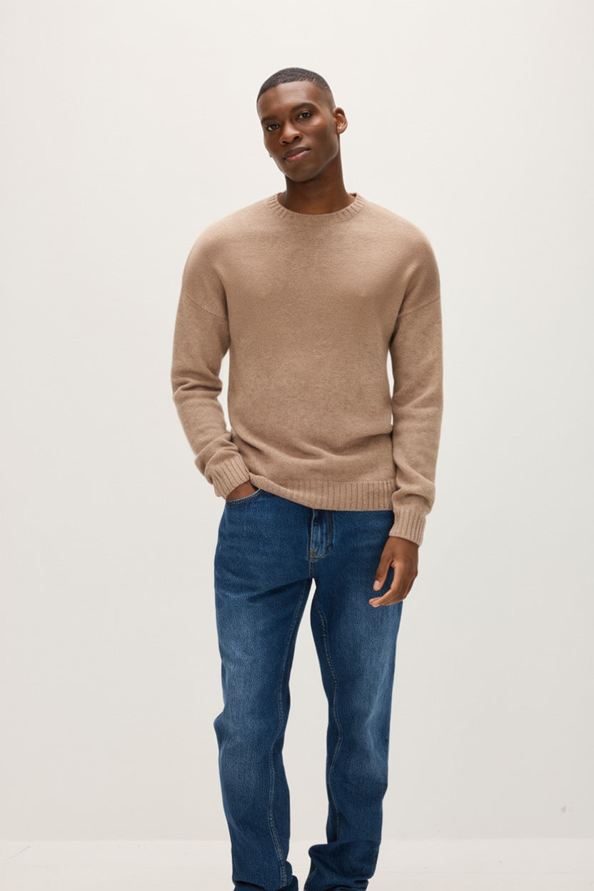 Davida Man Chunky O-neck Sweater Sweaters Mink