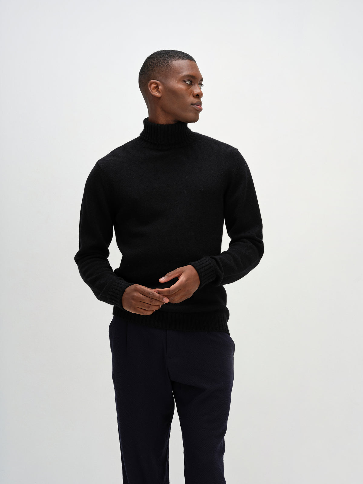 Davida Man Chunky Roll Neck Sweater Sweaters Black