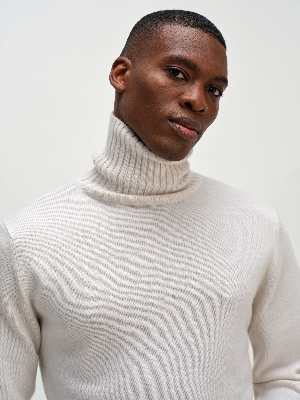 Davida Man Chunky Roll Neck Sweater Sweaters White