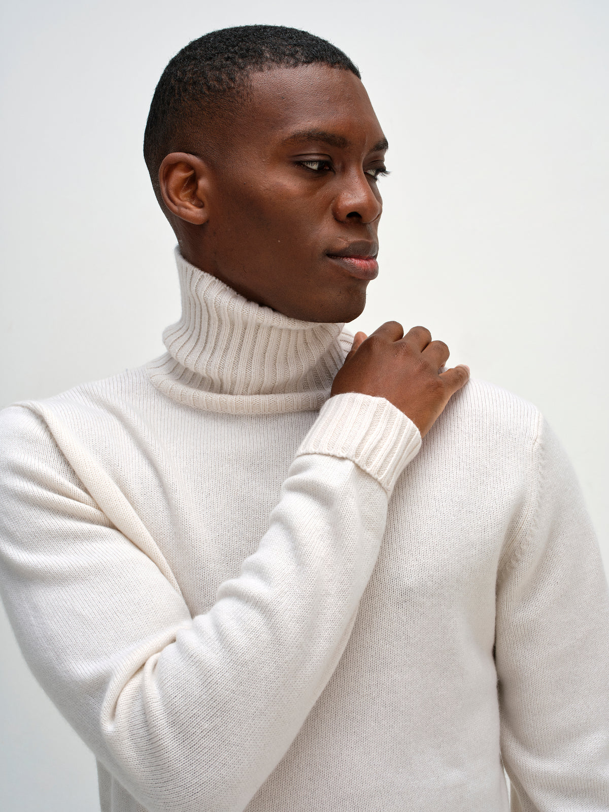 Davida Man Chunky Roll Neck Sweater Sweaters White