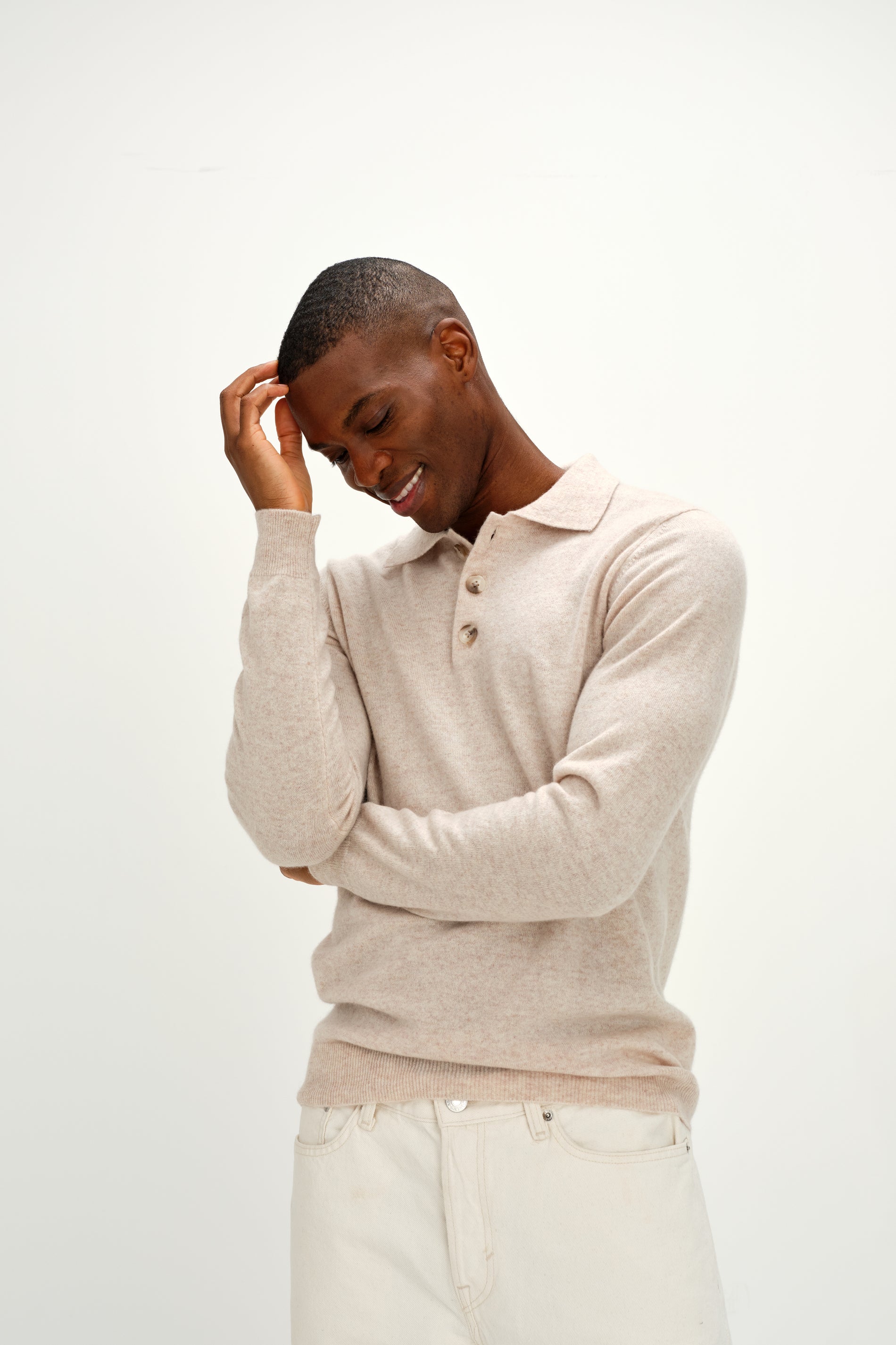 Davida Man Collar Sweaters Light Beige