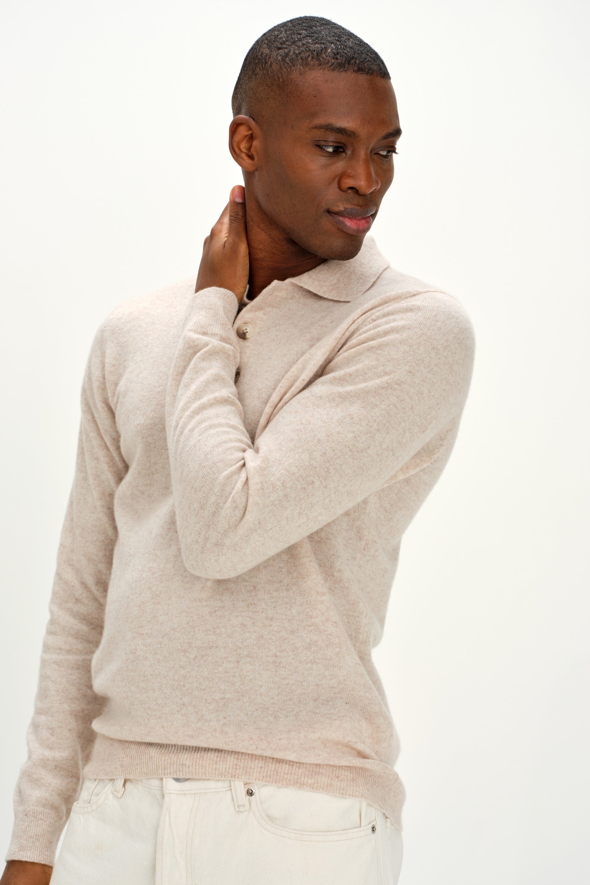 Davida Man Collar Sweaters Light Beige