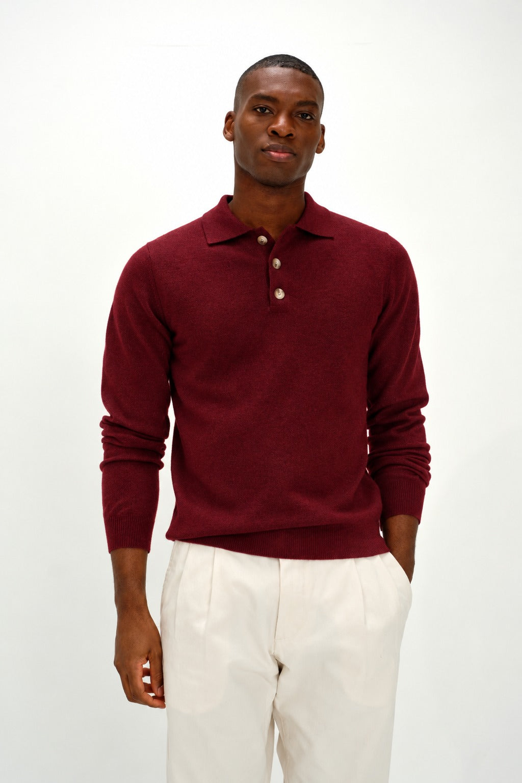Davida Man Collar Sweaters Mulberry Red